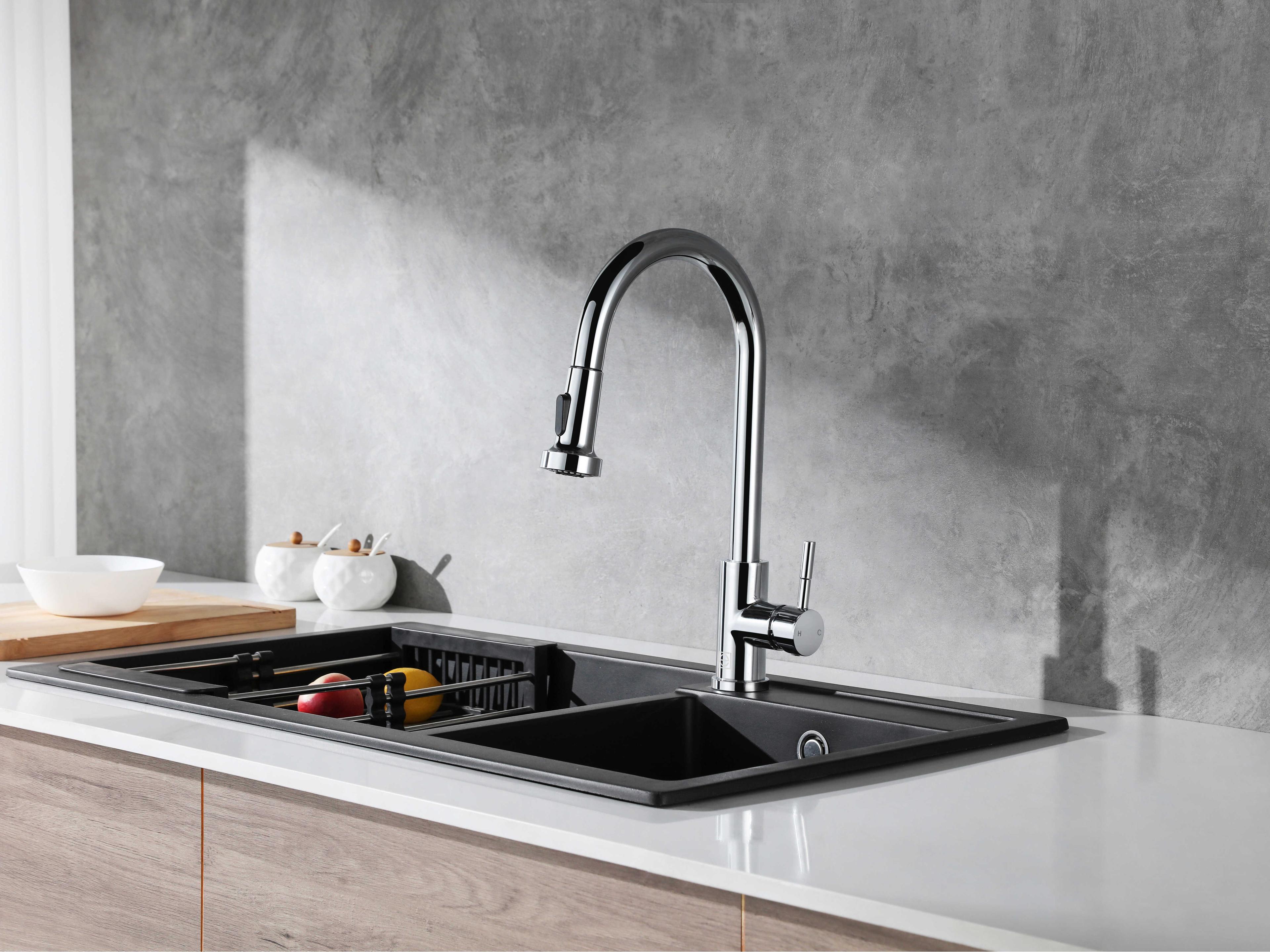 Elegant Lighting Sem Chrome Pull Down Sprayer Kitchen Faucet