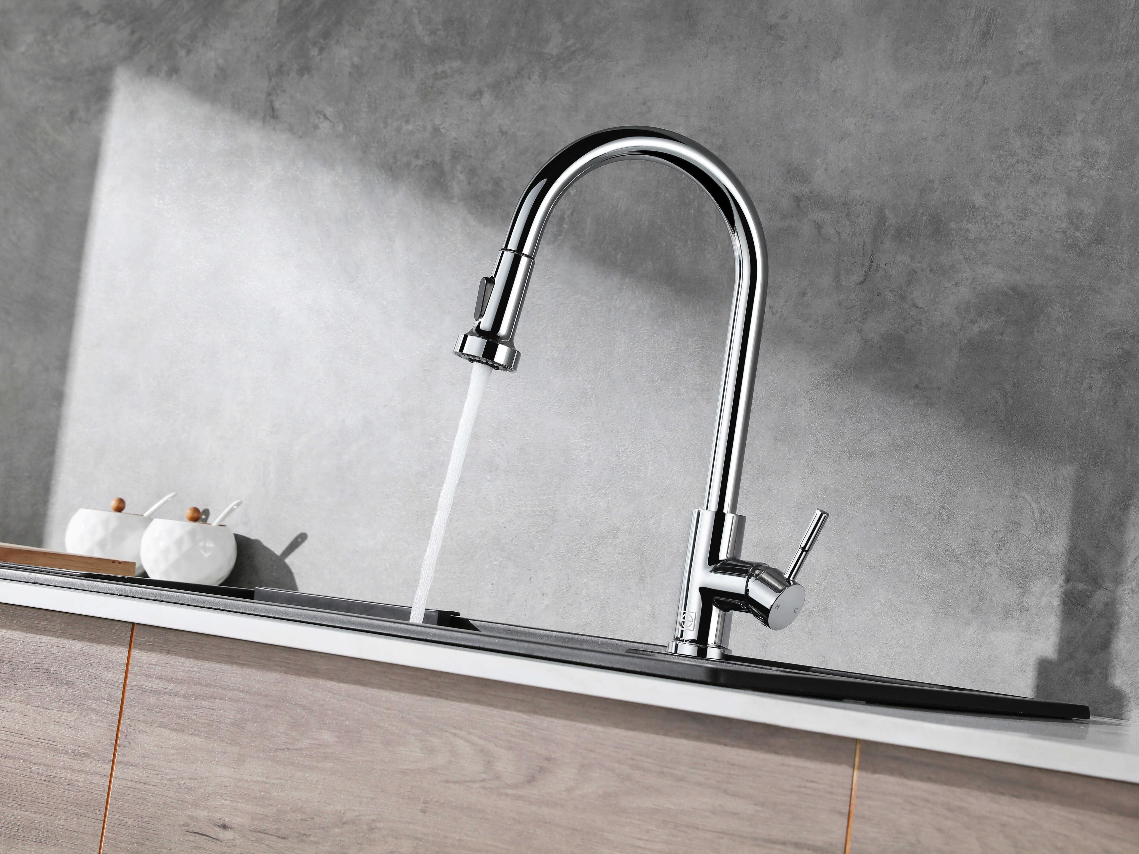 Elegant Lighting Sem Chrome Pull Down Sprayer Kitchen Faucet