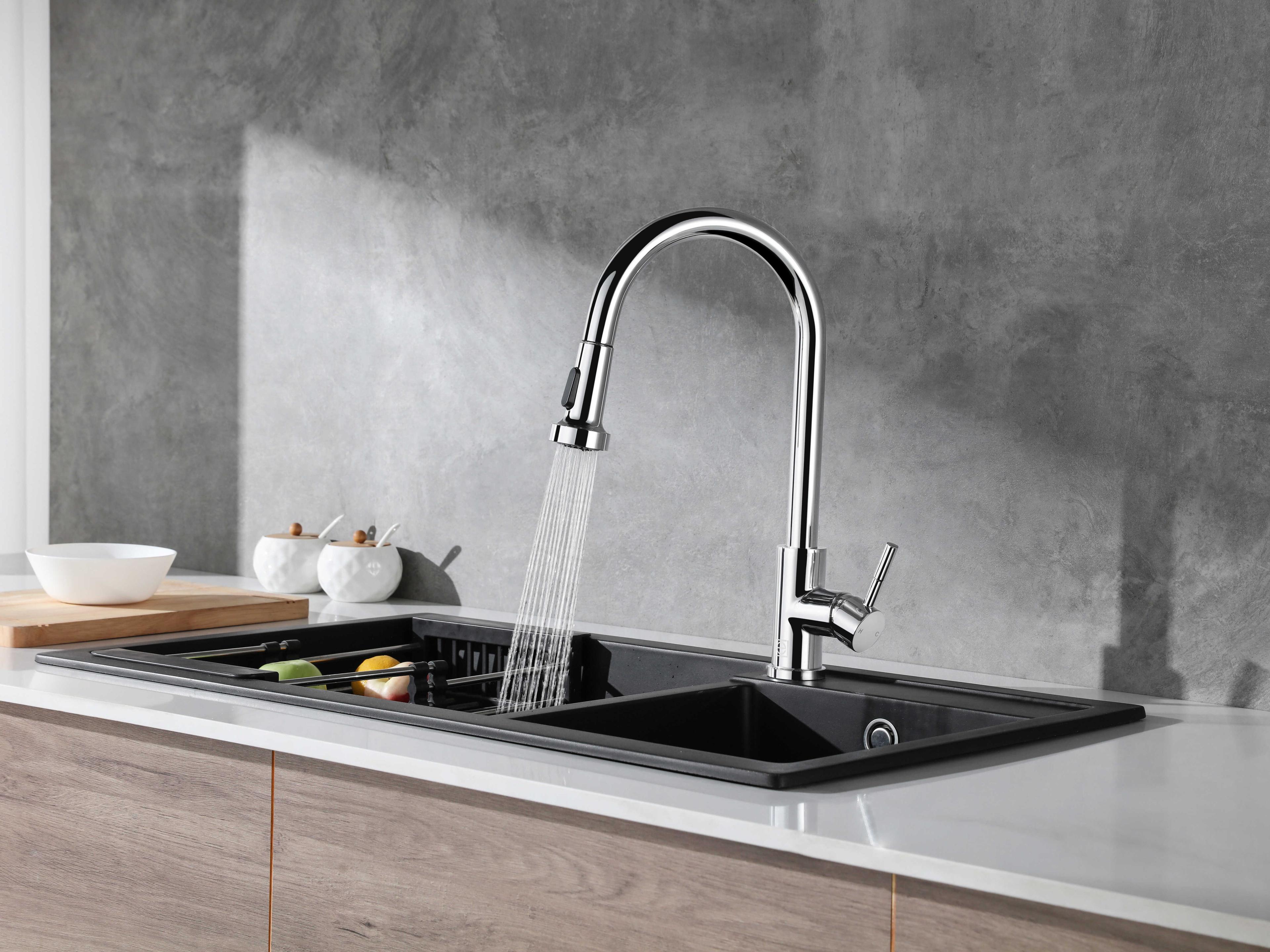 Elegant Lighting Sem Chrome Pull Down Sprayer Kitchen Faucet