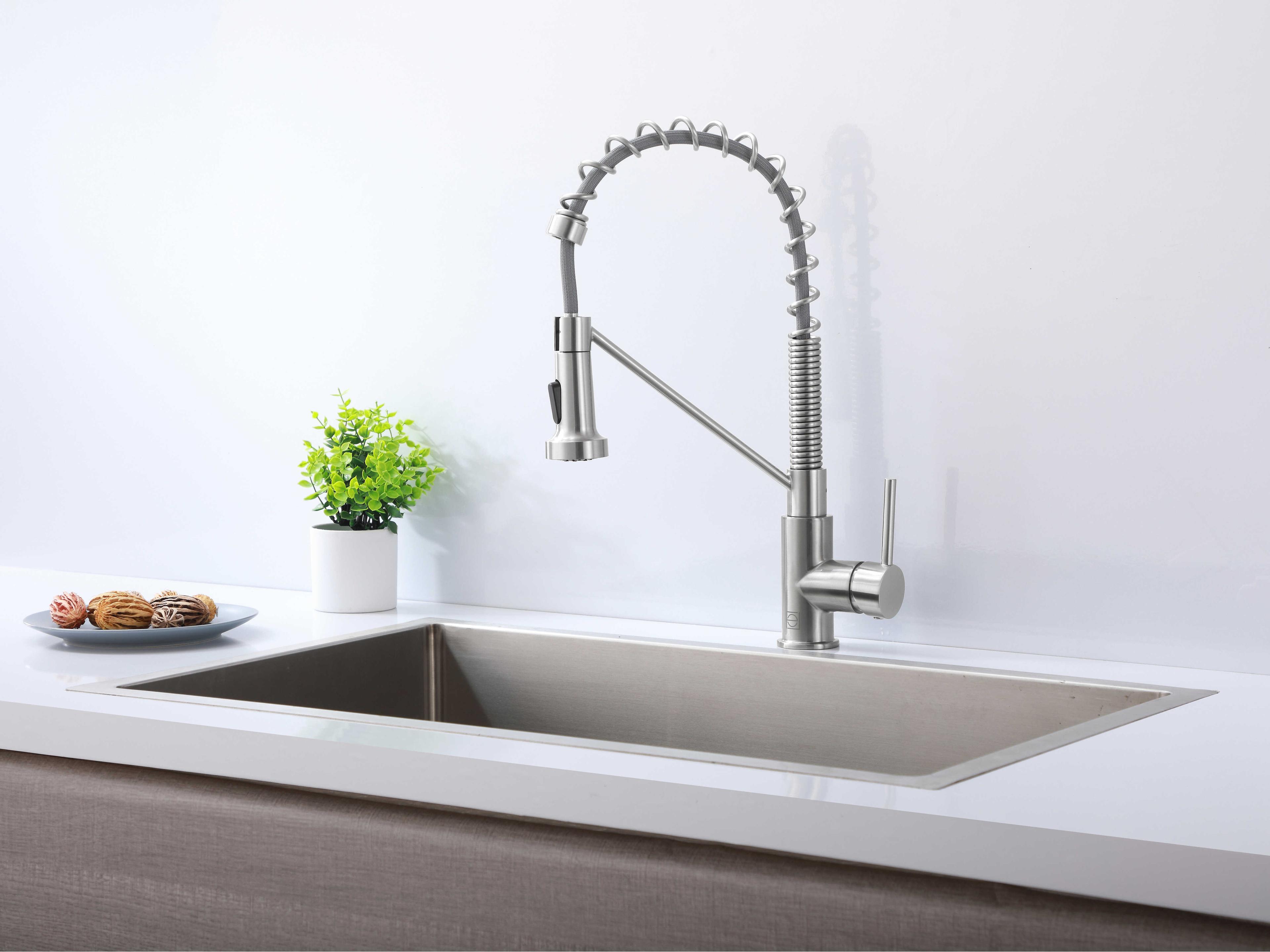 Elegant Lighting Yara Brushed Nickel Pull Down Sprayer Kitchen Faucet