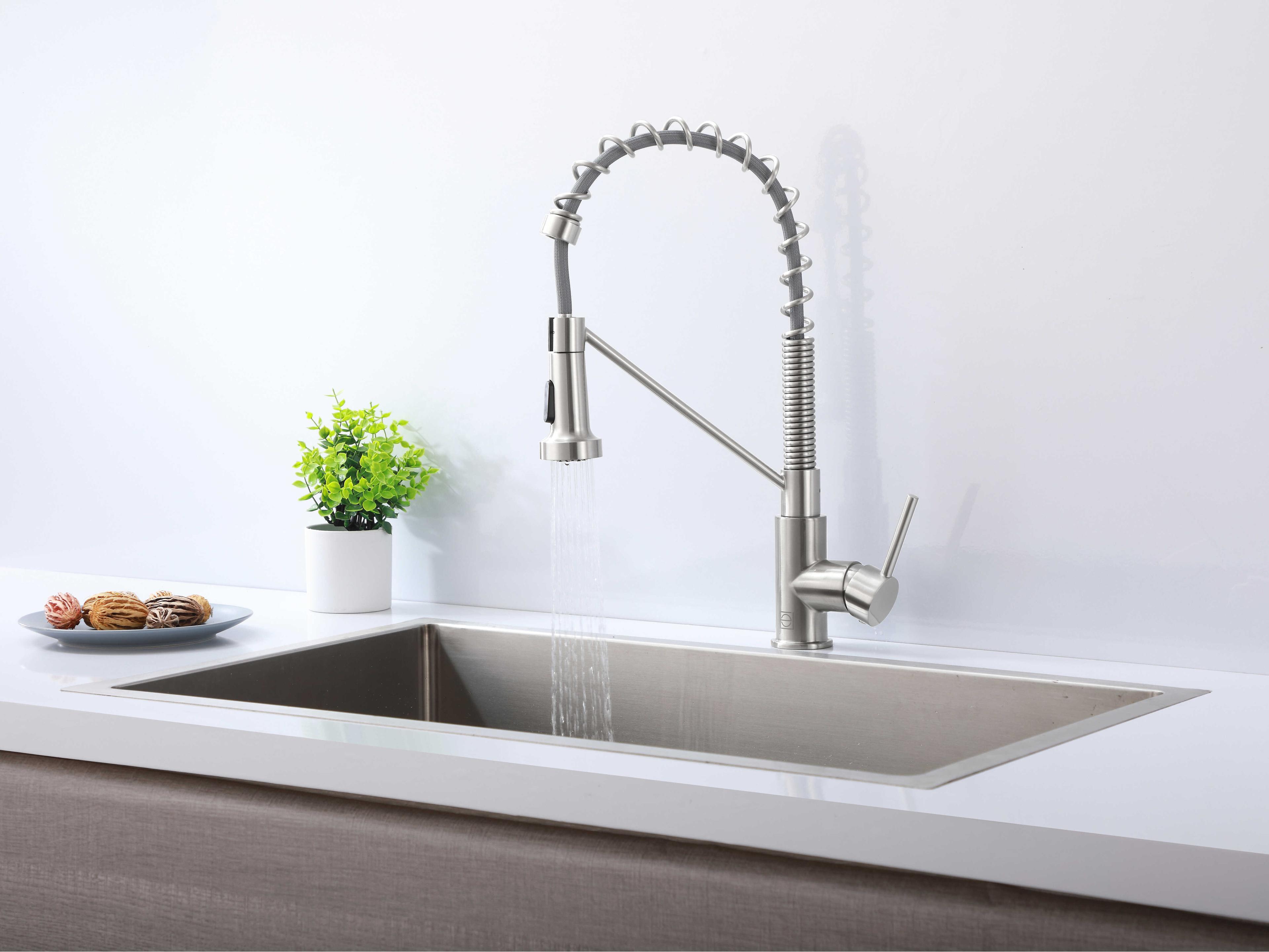 Elegant Lighting Yara Brushed Nickel Pull Down Sprayer Kitchen Faucet