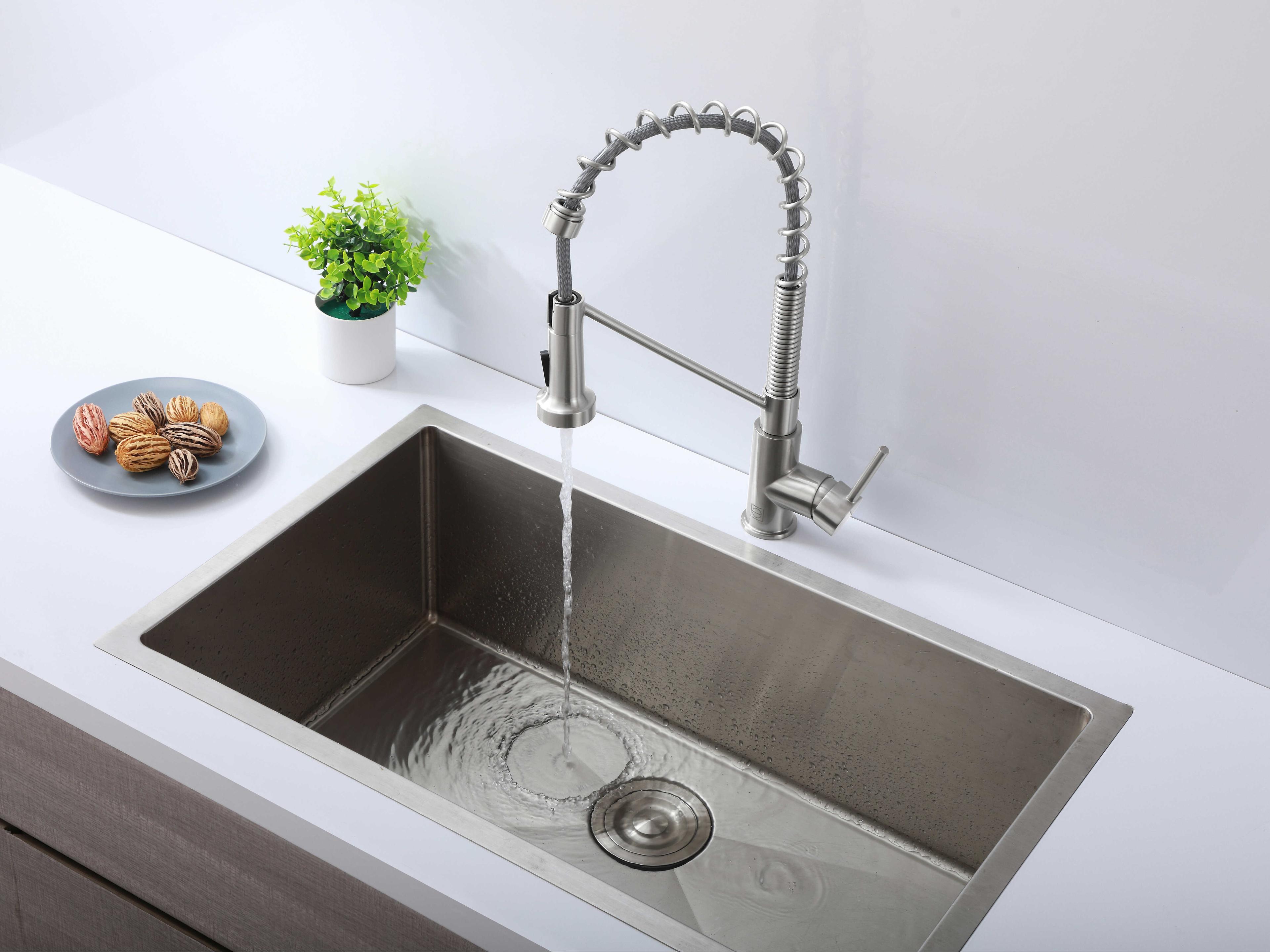 Elegant Lighting Yara Brushed Nickel Pull Down Sprayer Kitchen Faucet