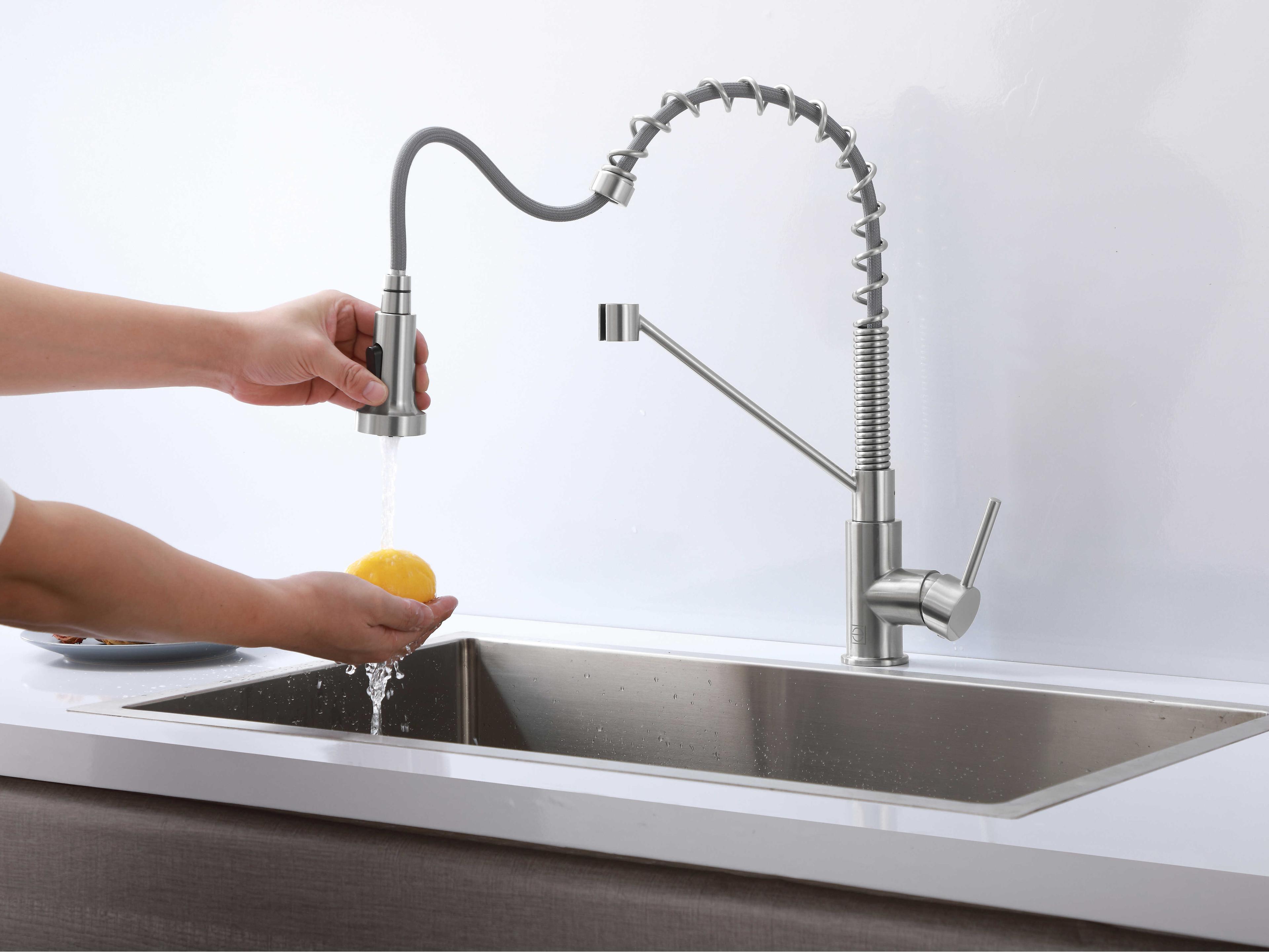 Elegant Lighting Yara Brushed Nickel Pull Down Sprayer Kitchen Faucet