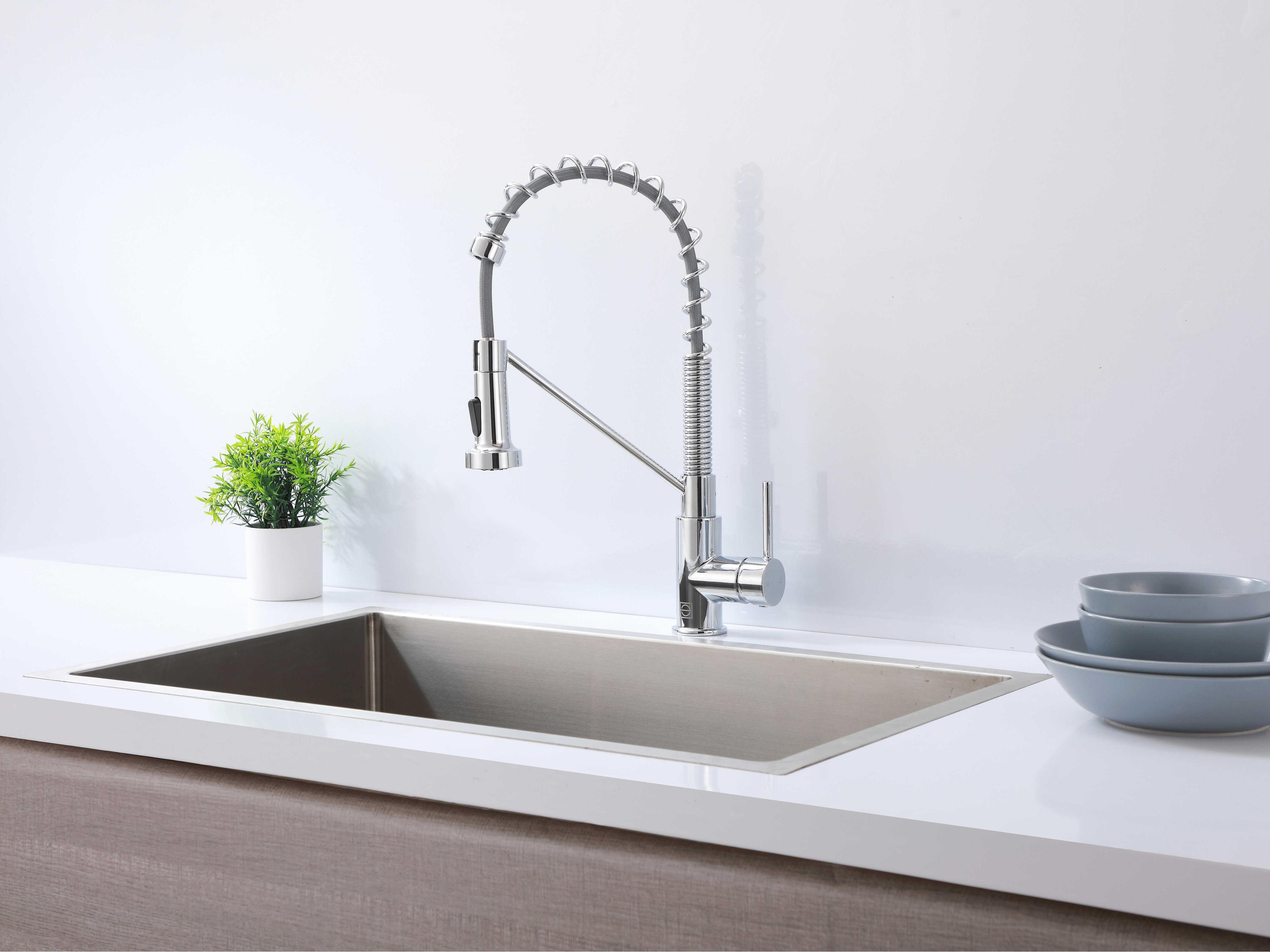 Elegant Lighting Yara Chrome Pull Down Sprayer Kitchen Faucet