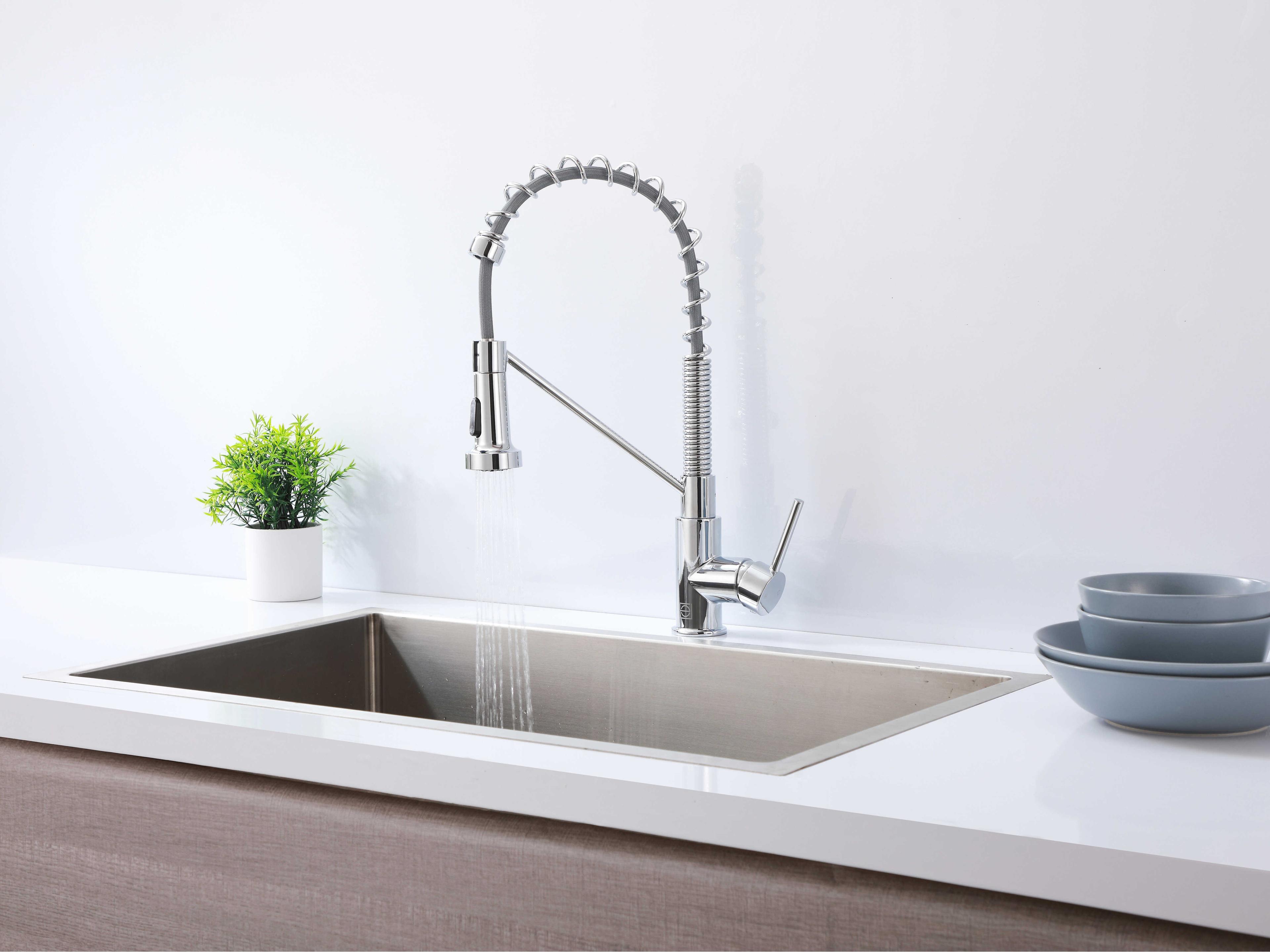 Elegant Lighting Yara Chrome Pull Down Sprayer Kitchen Faucet