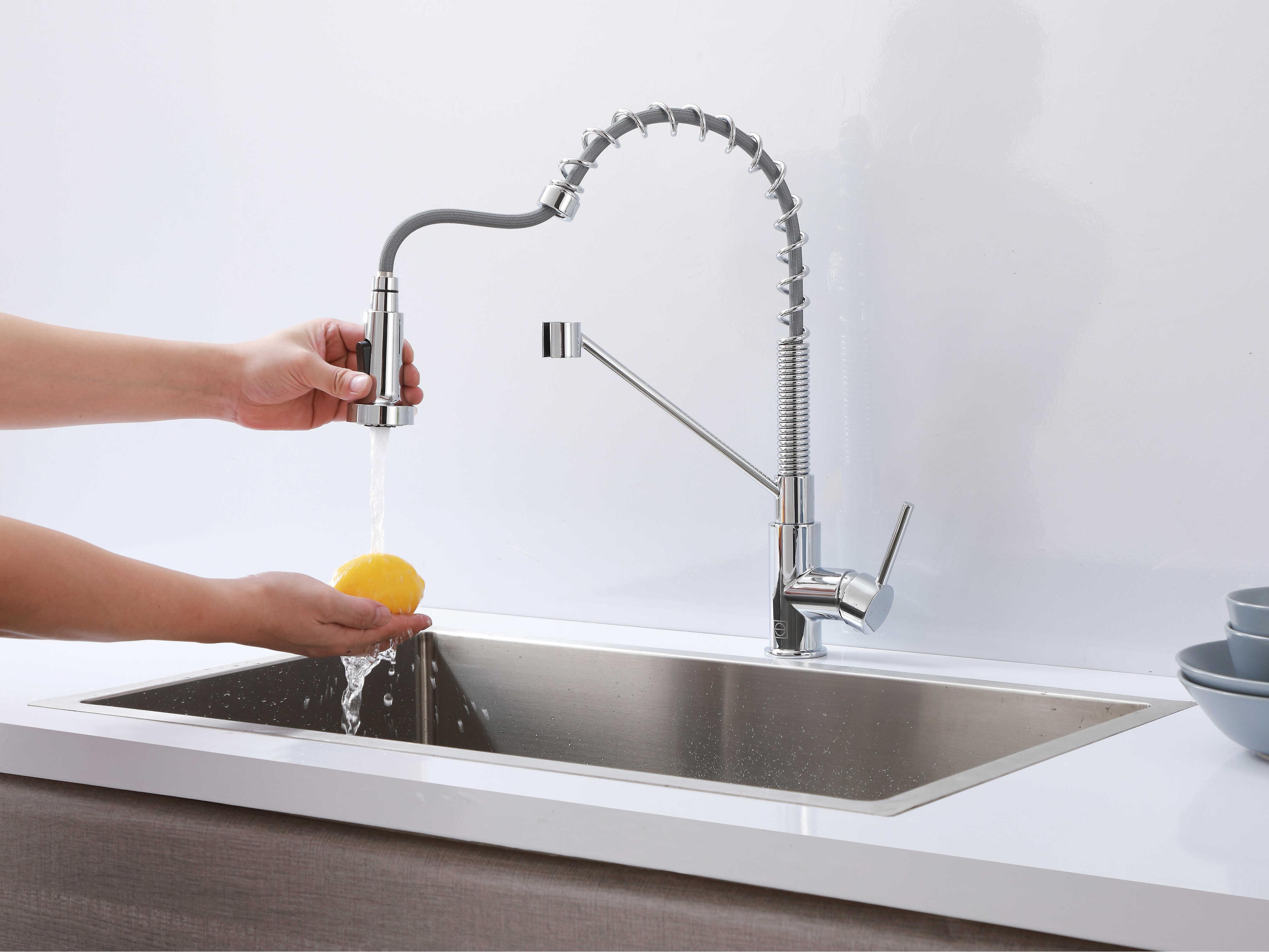 Elegant Lighting Yara Chrome Pull Down Sprayer Kitchen Faucet