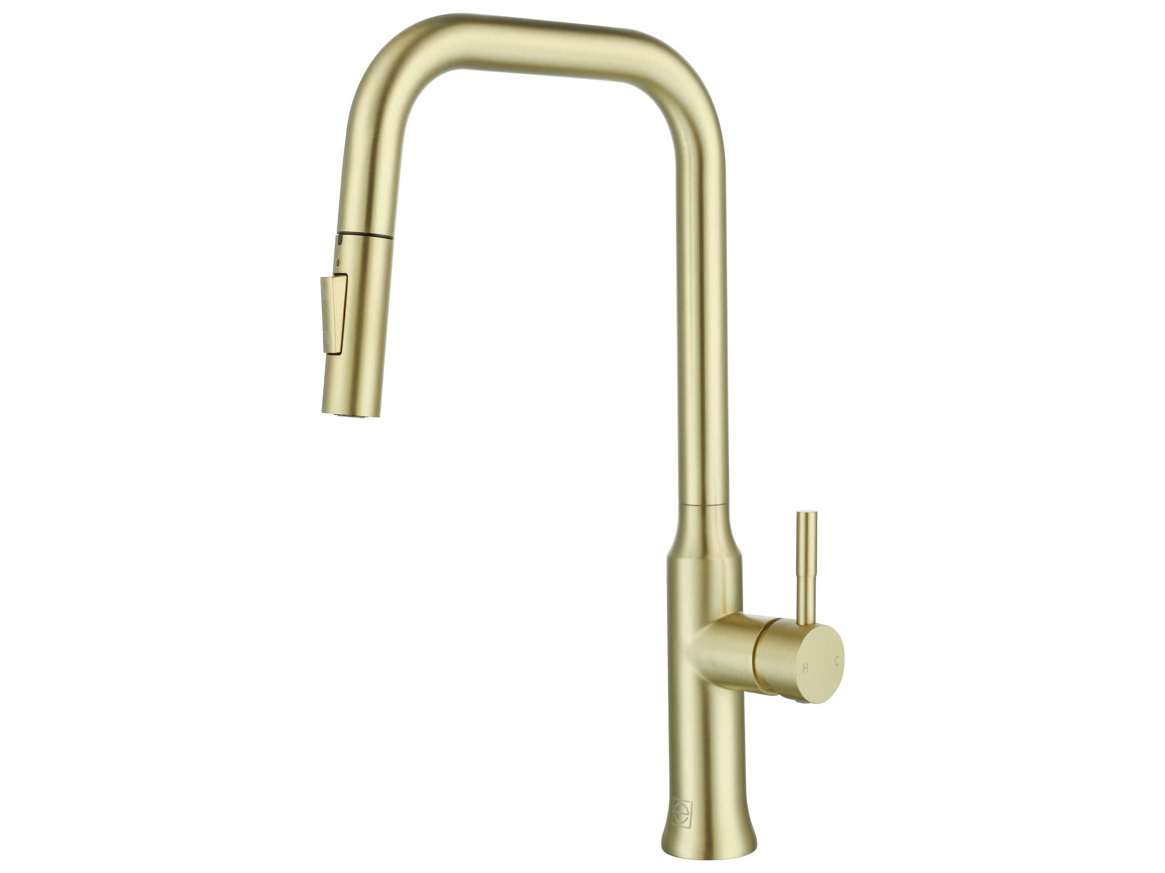 Noor Brushed Gold Pull Down Sprayer Kitchen Faucet