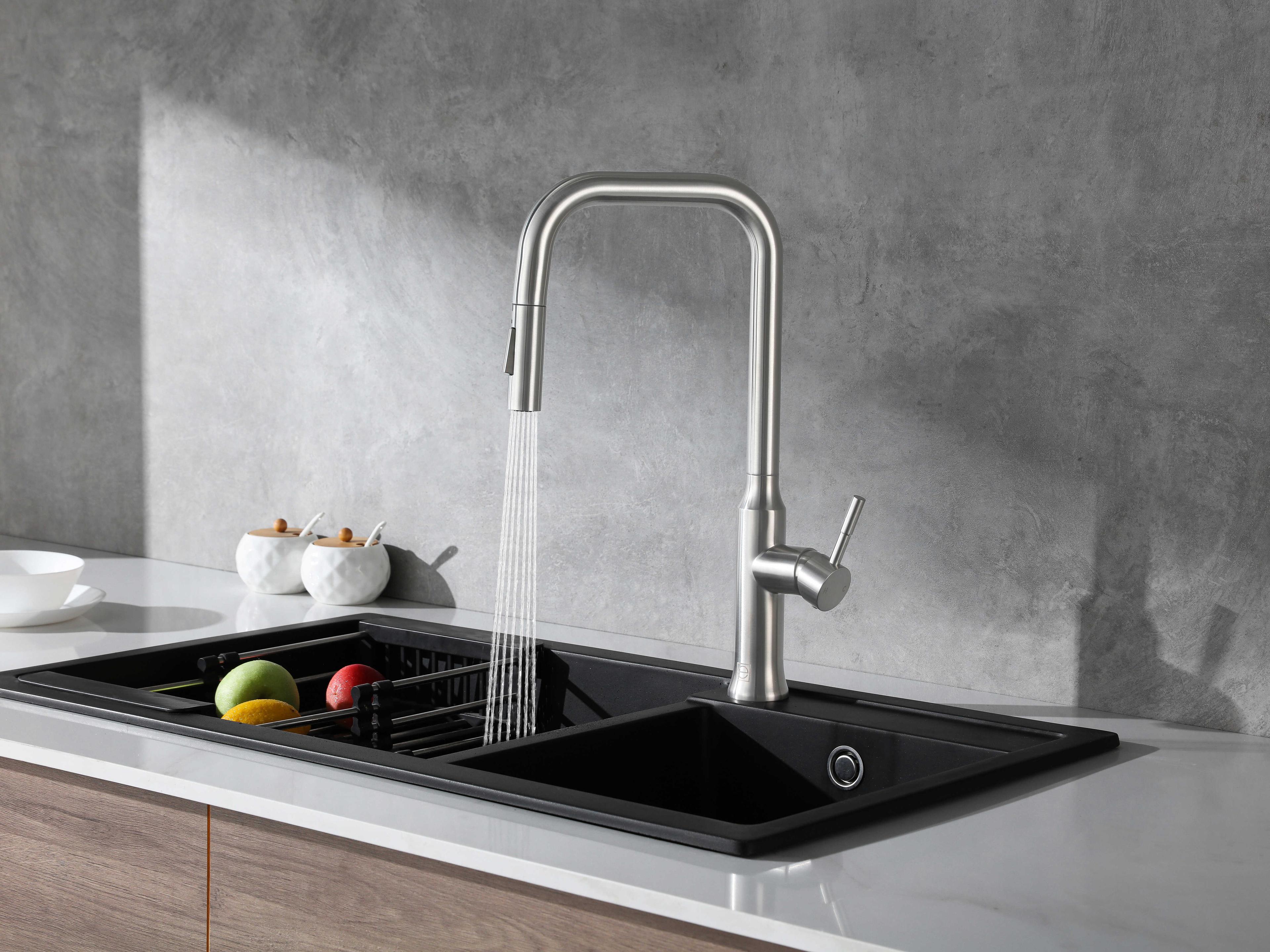 Elegant Lighting Noor Brushed Nickel Pull Down Sprayer Kitchen Faucet