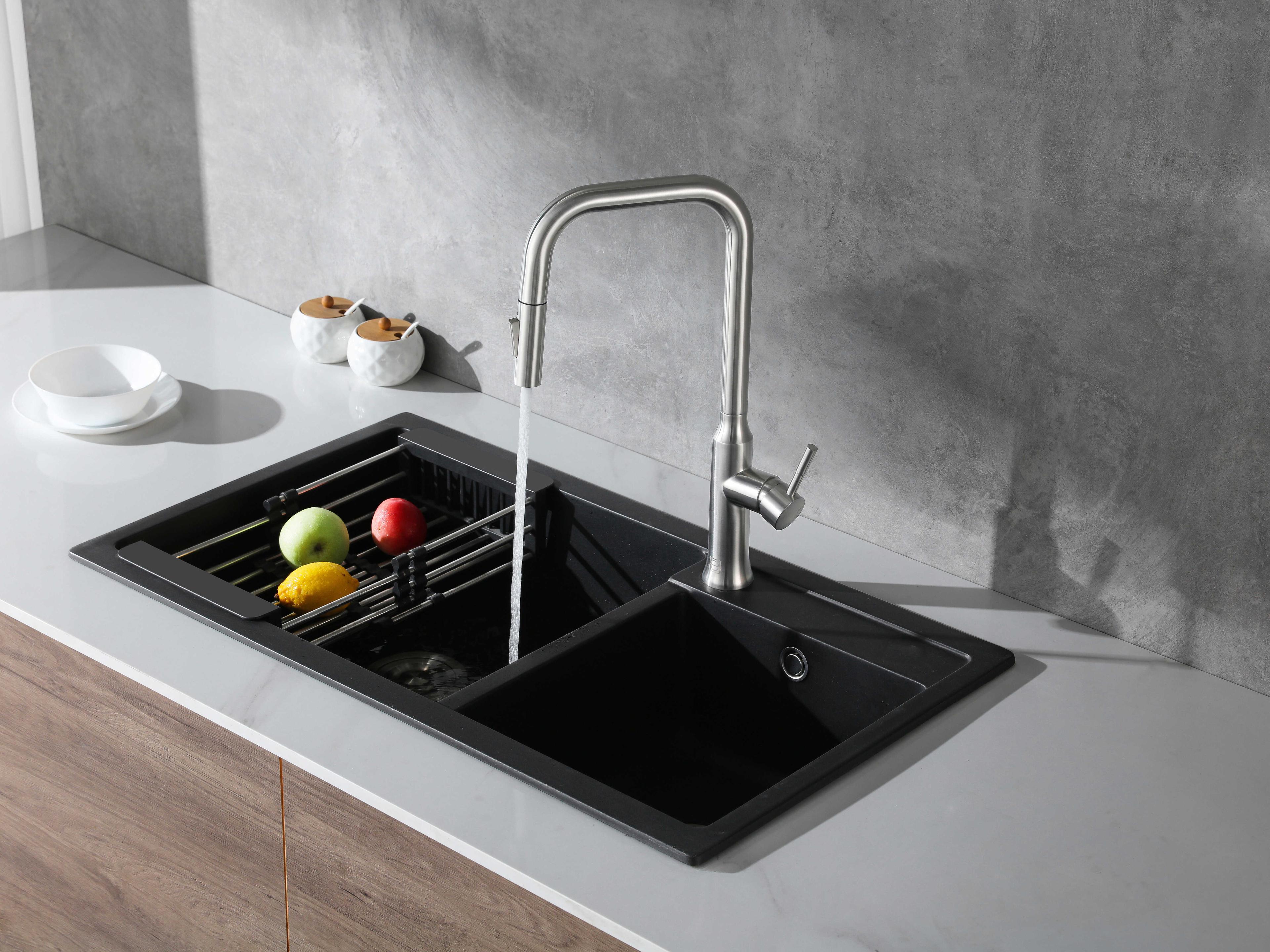 Elegant Lighting Noor Brushed Nickel Pull Down Sprayer Kitchen Faucet