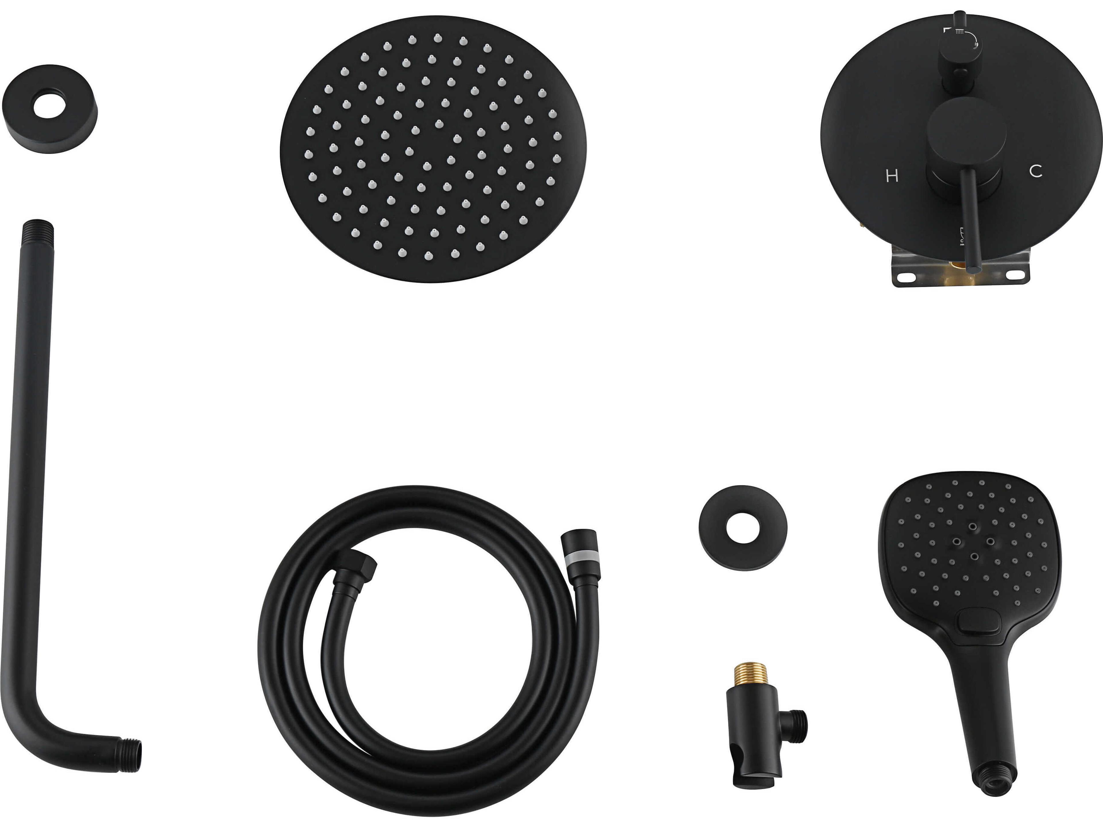 Elegant Lighting George Matte Black Shower Faucet System