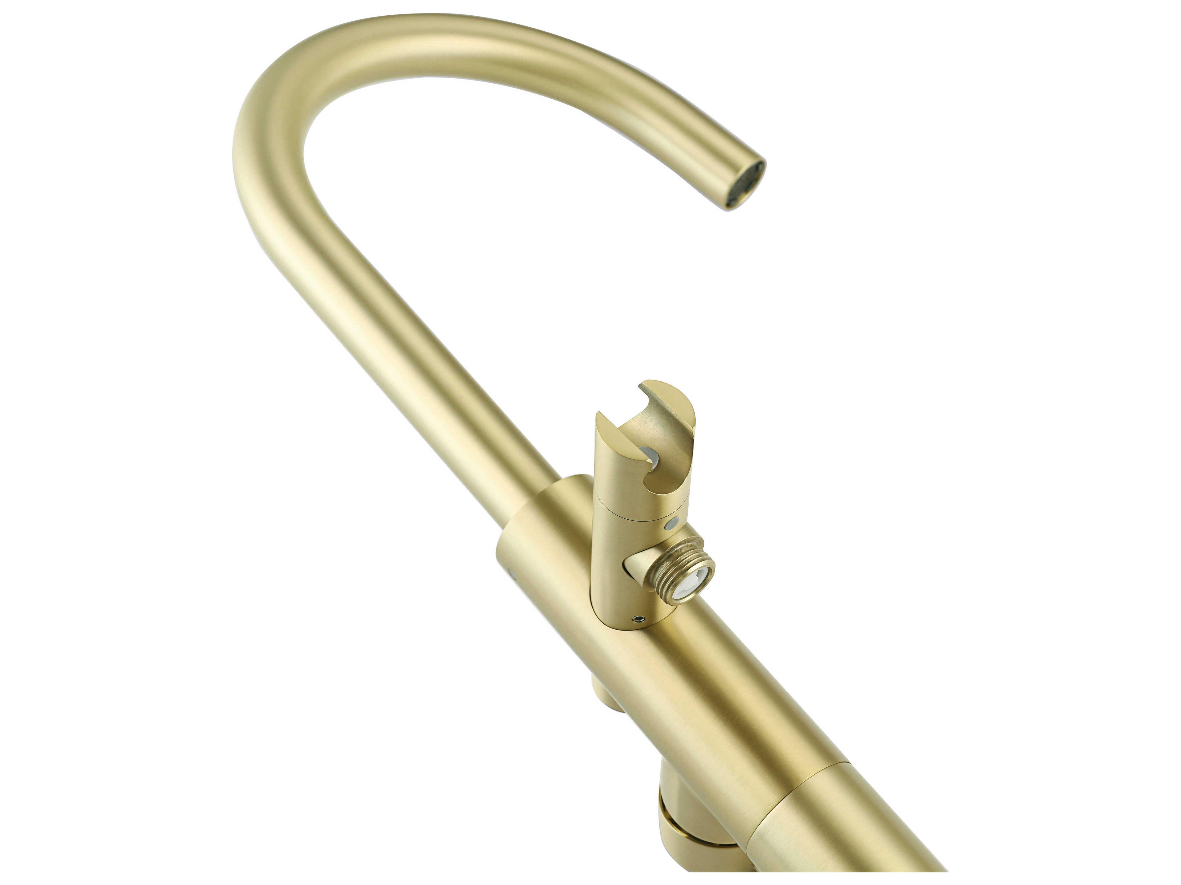 Elegant Lighting Steven Brushed Gold Floor Mounted Roman Tub Faucet with Handshower