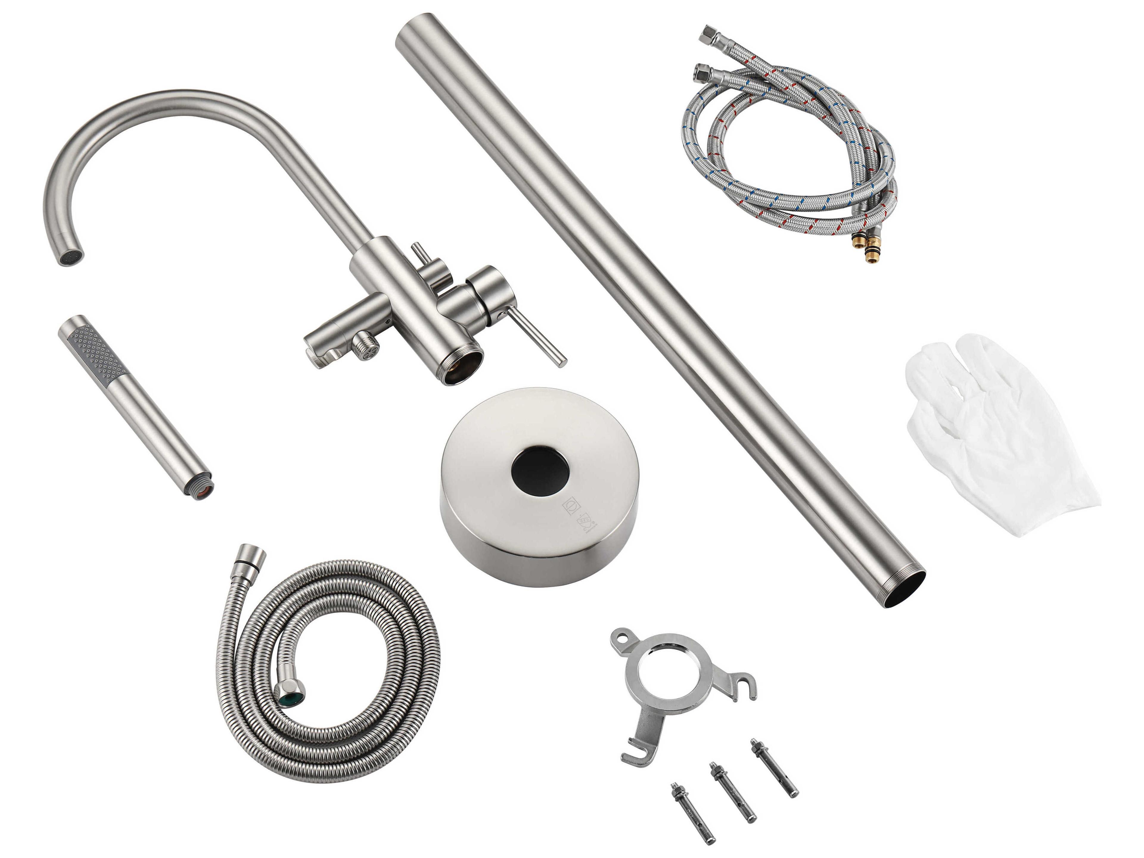 Elegant Lighting Steven Brushed Nickel Floor Mounted Roman Tub Faucet with Handshower