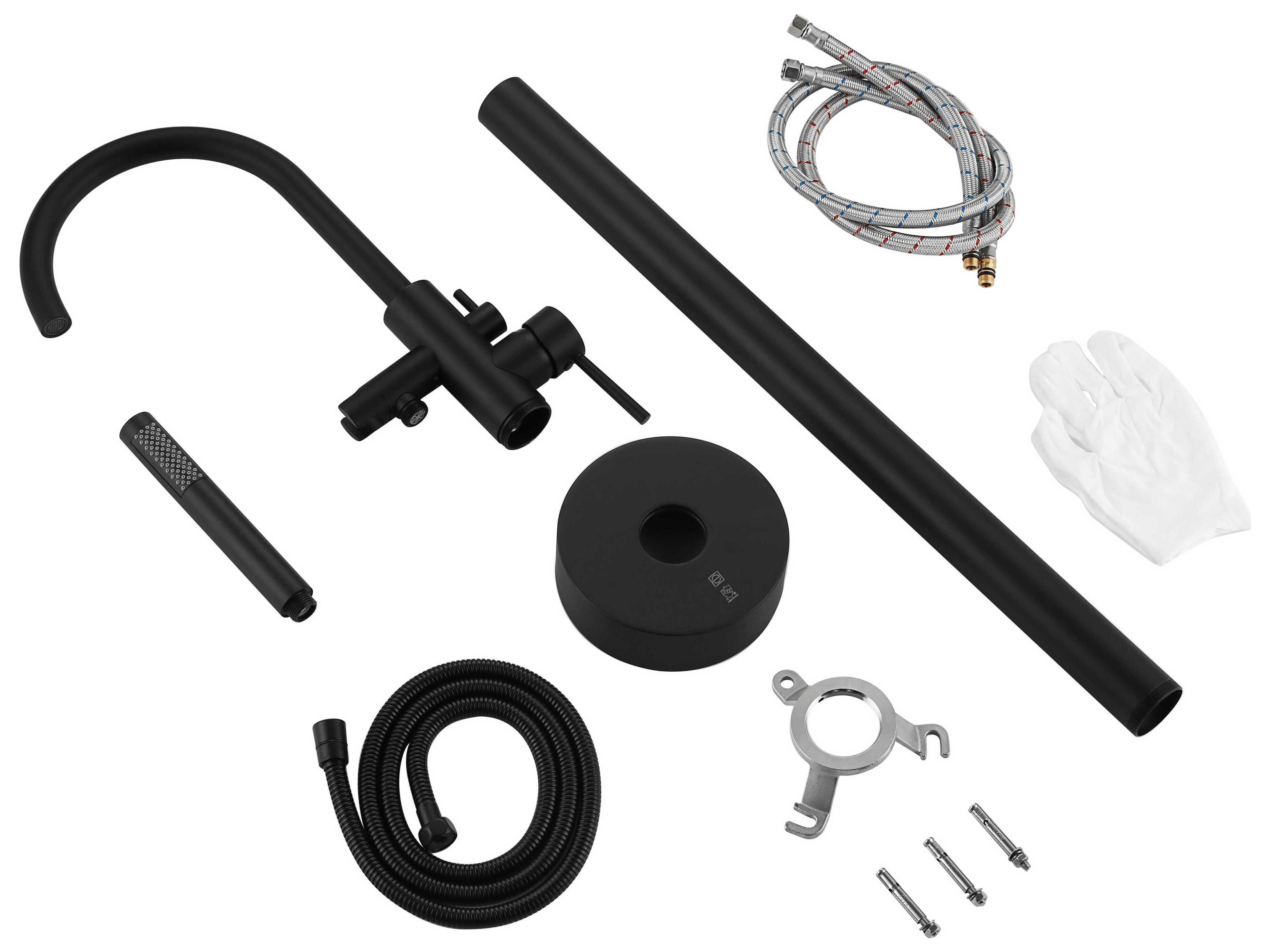 Elegant Lighting Steven Matte Black Floor Mounted Roman Tub Faucet with Handshower