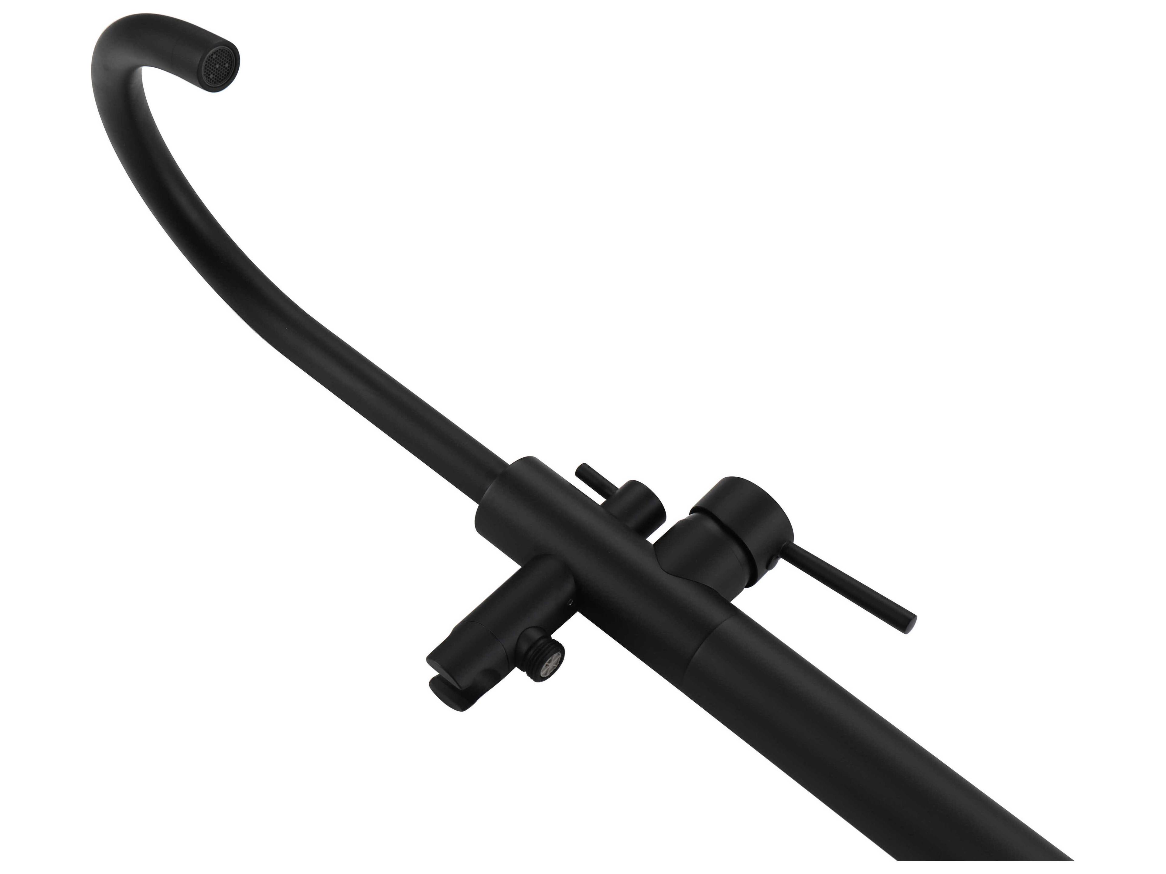 Elegant Lighting Steven Matte Black Floor Mounted Roman Tub Faucet with Handshower