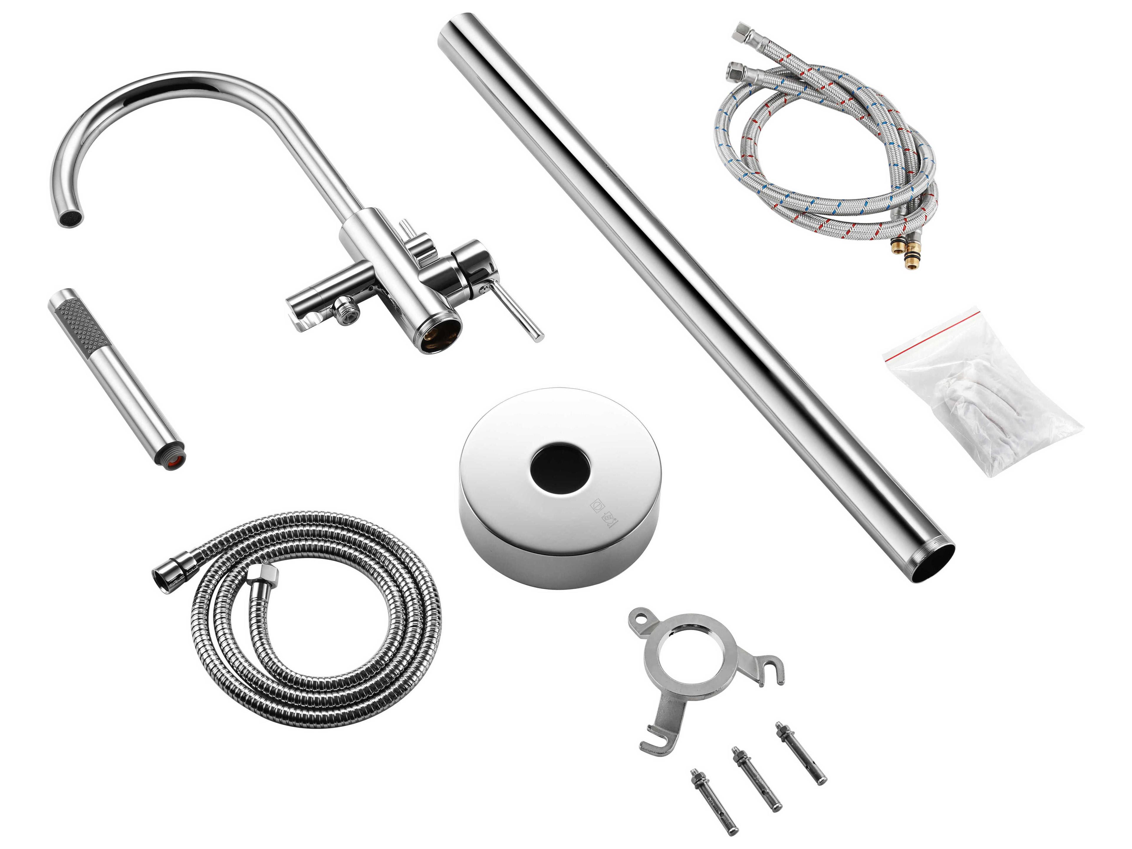 Elegant Lighting Steven Chrome Floor Mounted Roman Tub Faucet with Handshower