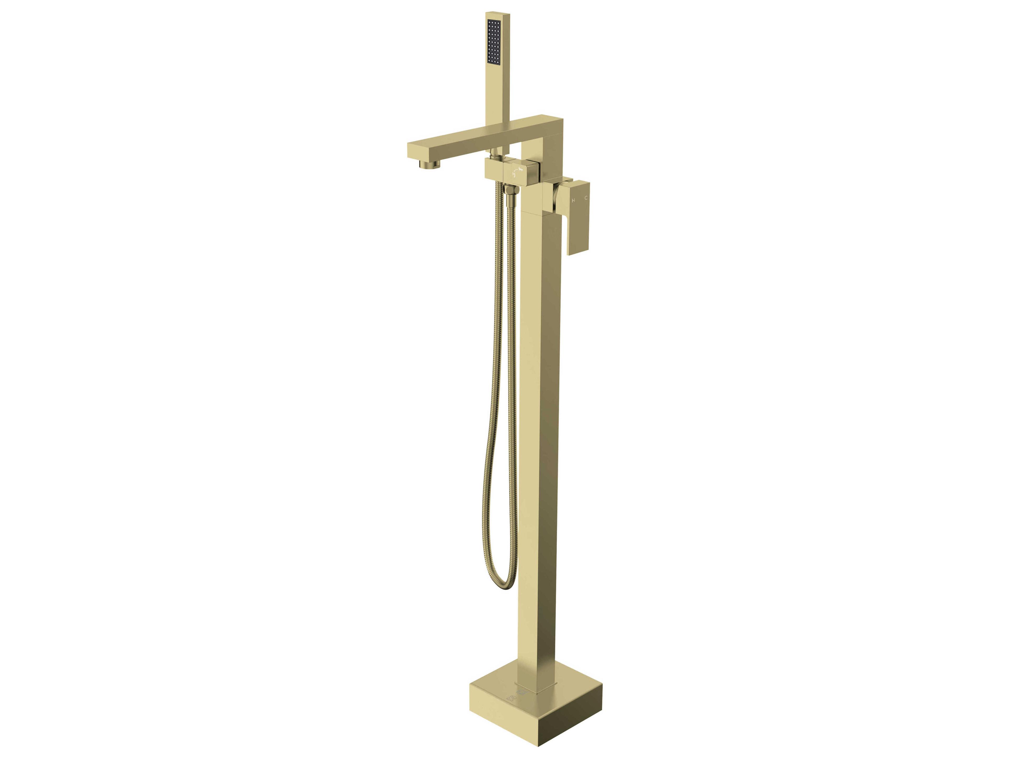 Henry Brushed Gold Floor Mounted Roman Tub Faucet with Handshower