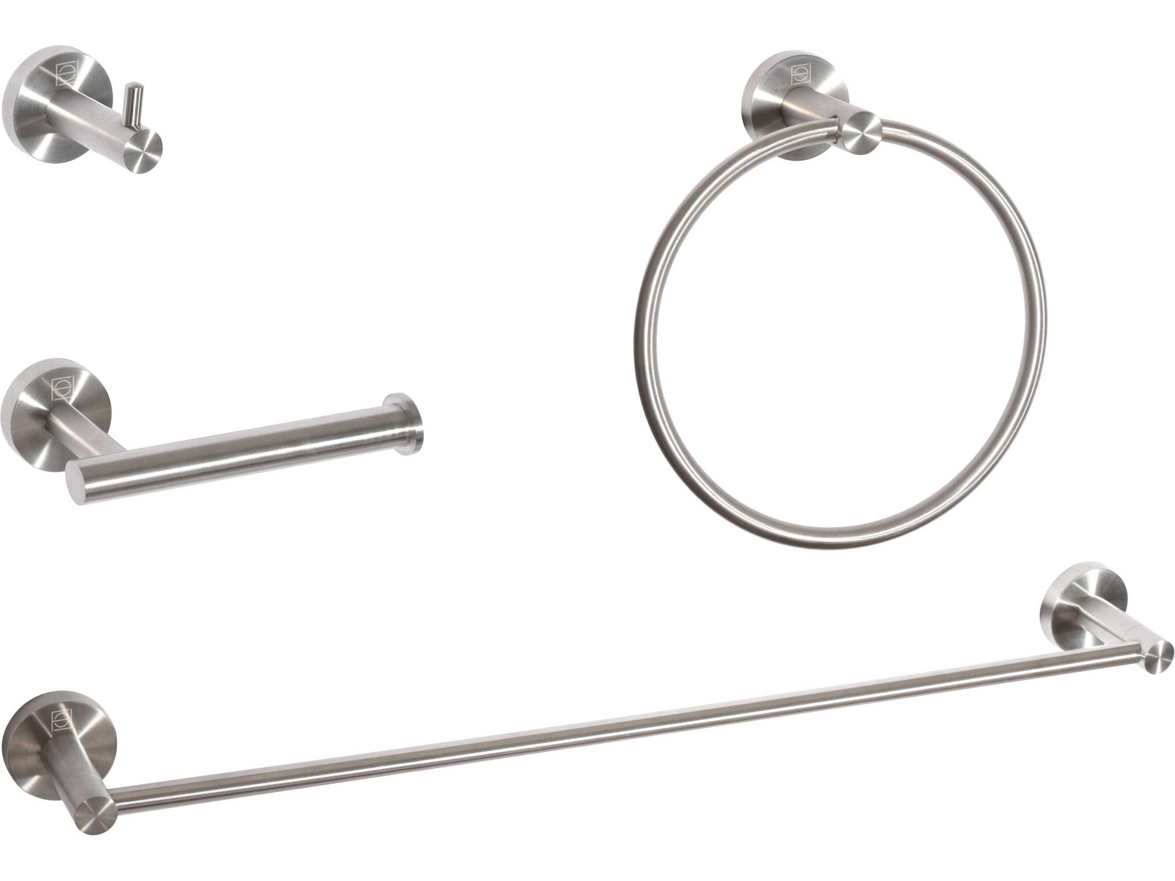 Freya Brushed Nickel 4-Piece Bathroom Hardware Set