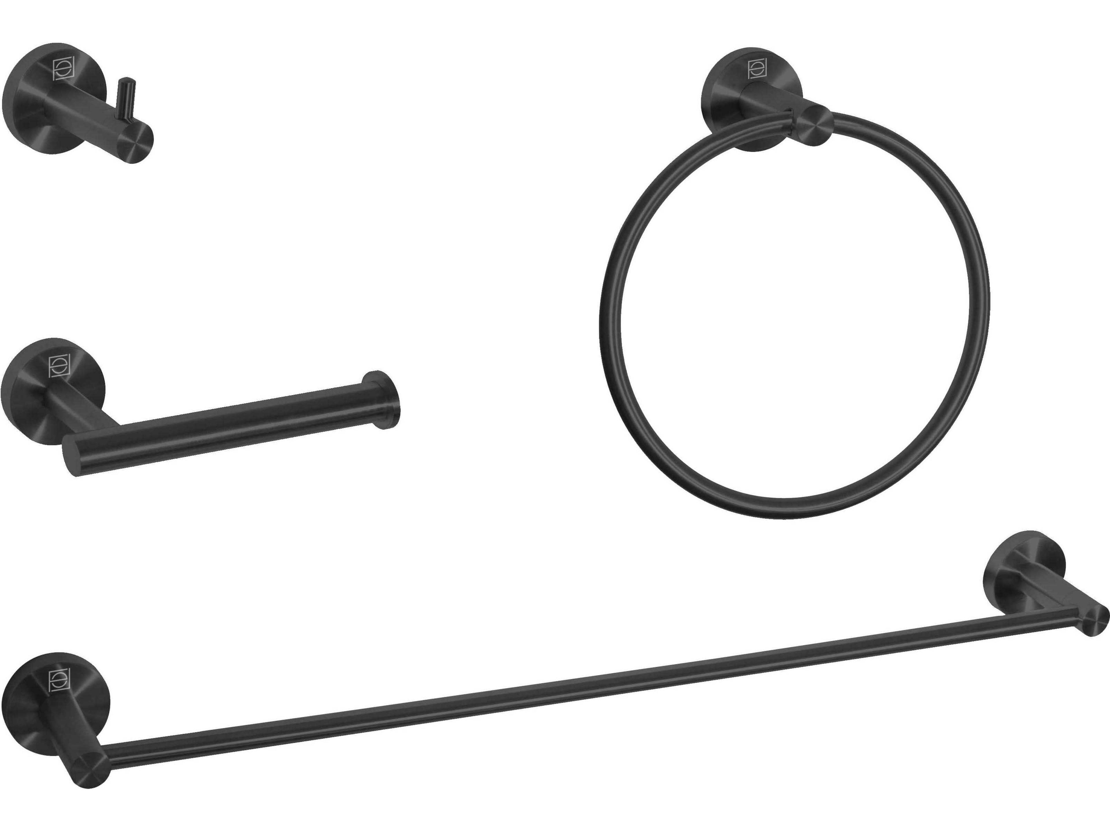 Freya Matte Black 4-Piece Bathroom Hardware Set