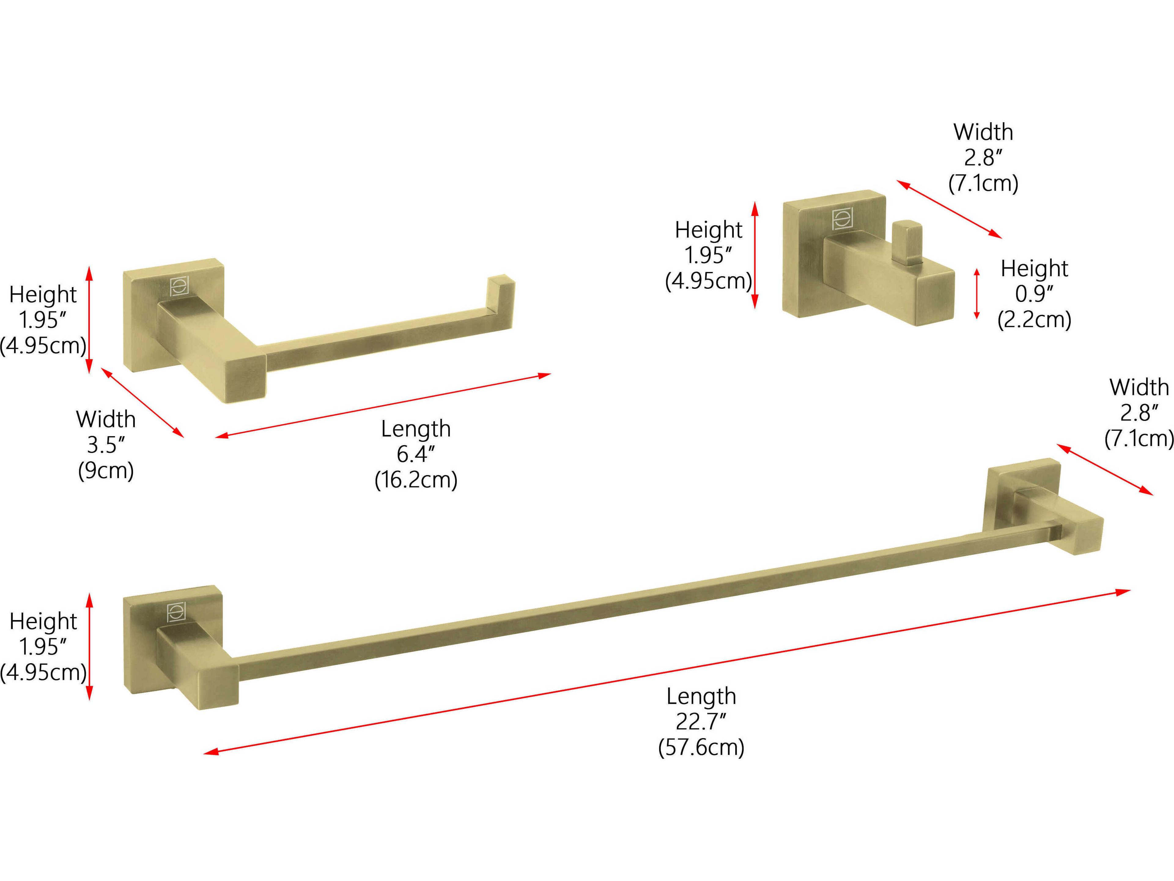 Elegant Lighting Isla Brushed Gold 3-Piece Bathroom Hardware Set