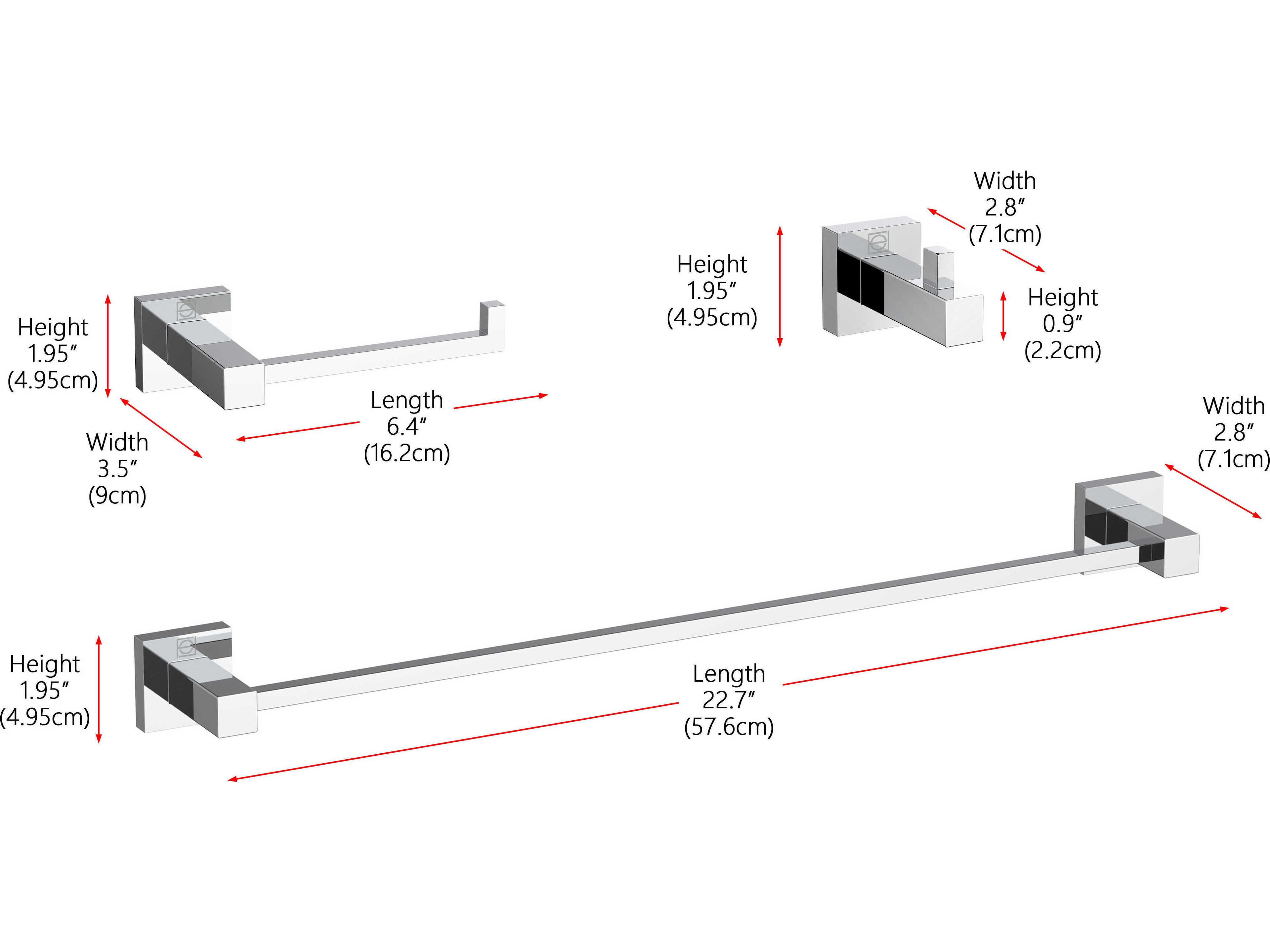 Elegant Lighting Isla Chrome 3-Piece Bathroom Hardware Set