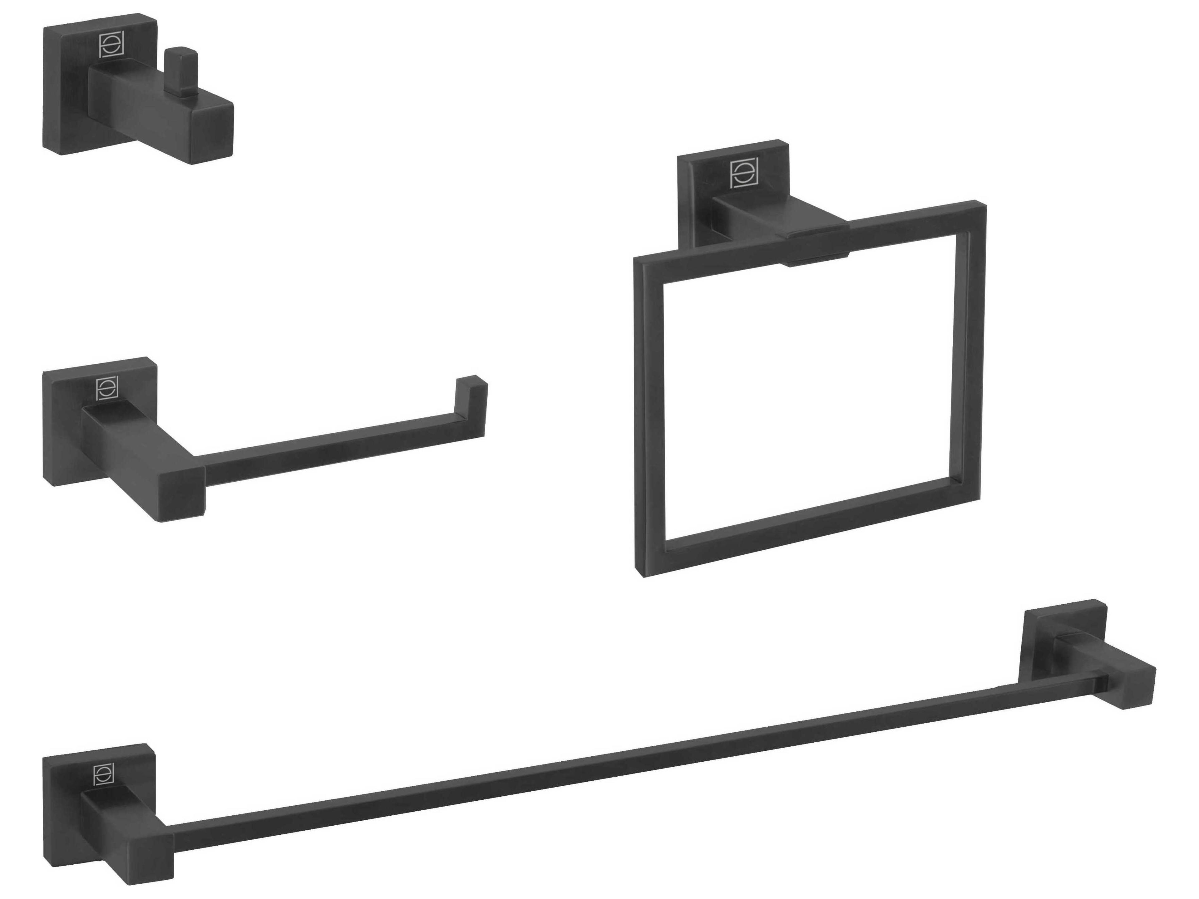 Isla Matte Black 4-Piece Bathroom Hardware Set