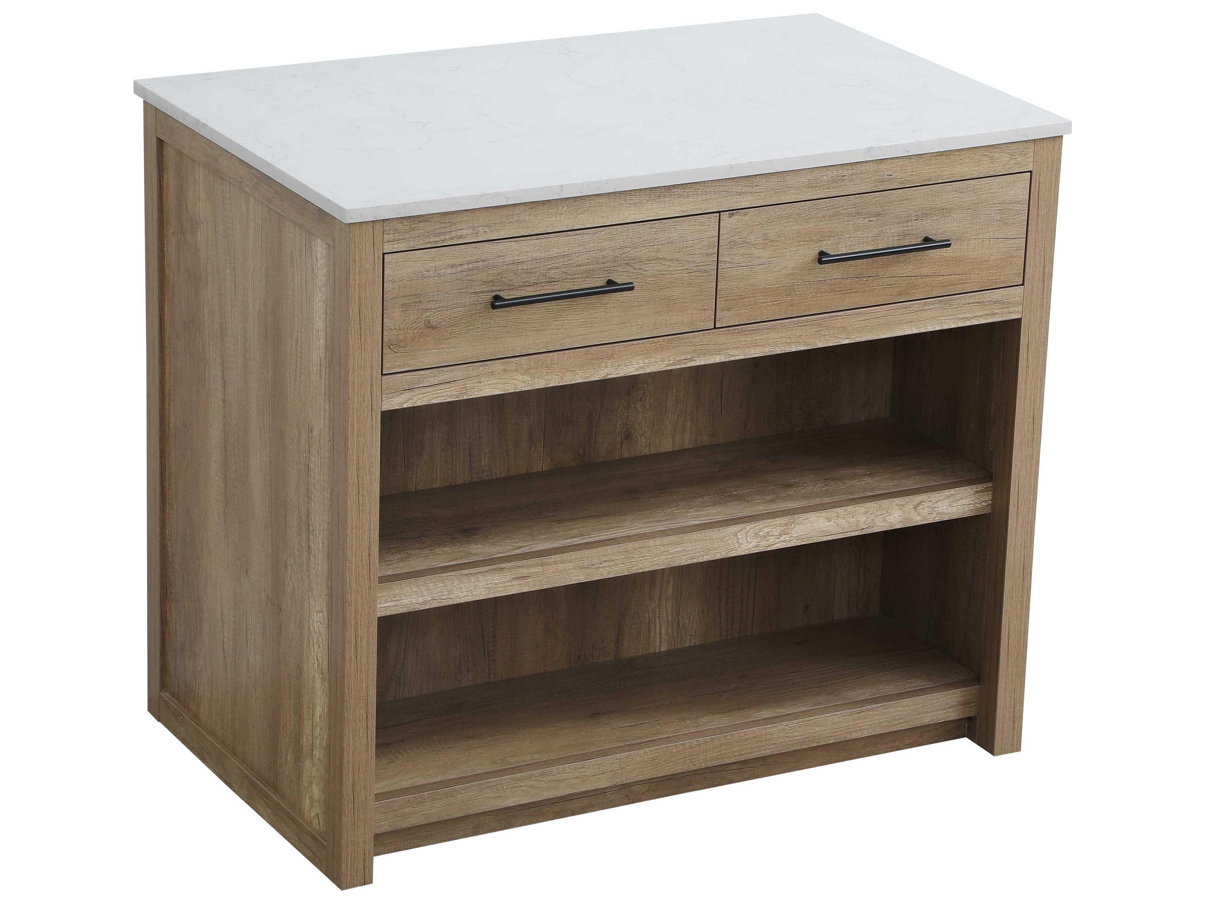 Osman Marble Natural Oak Kitchen Island