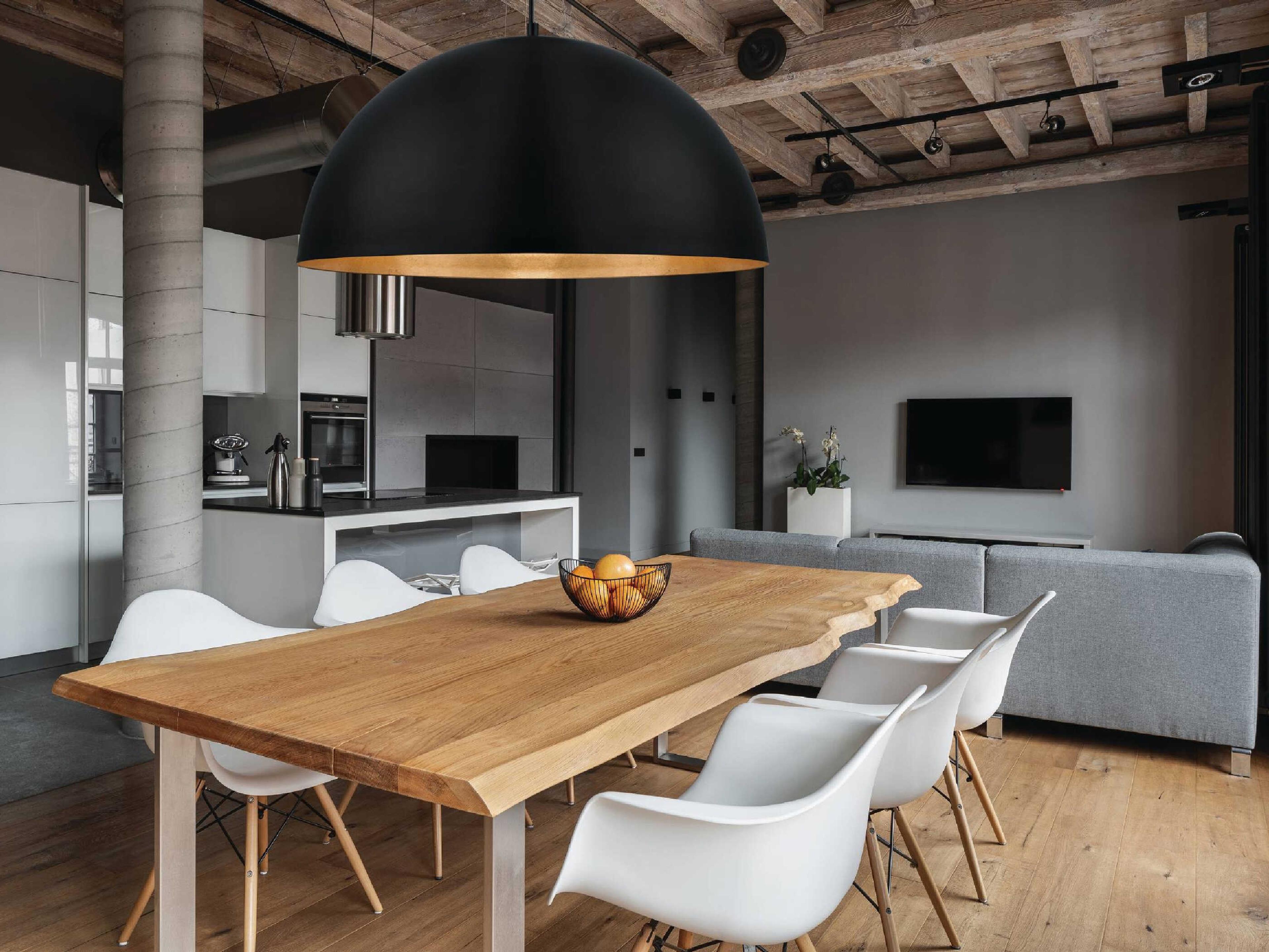 Eglo Gaetano 1-Light Black Gold Dome Pendant