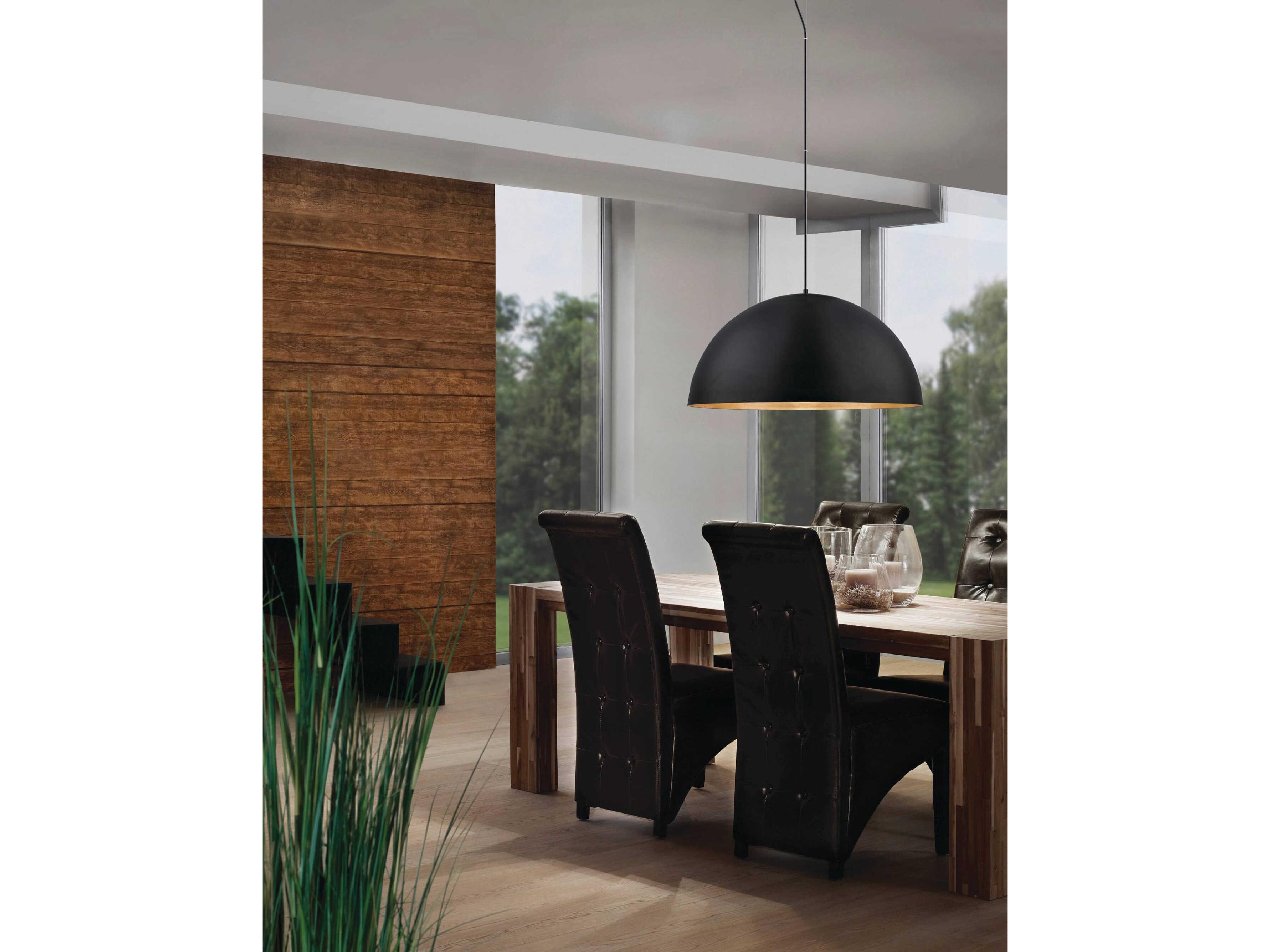 Eglo Gaetano 1-Light Black Gold Dome Pendant