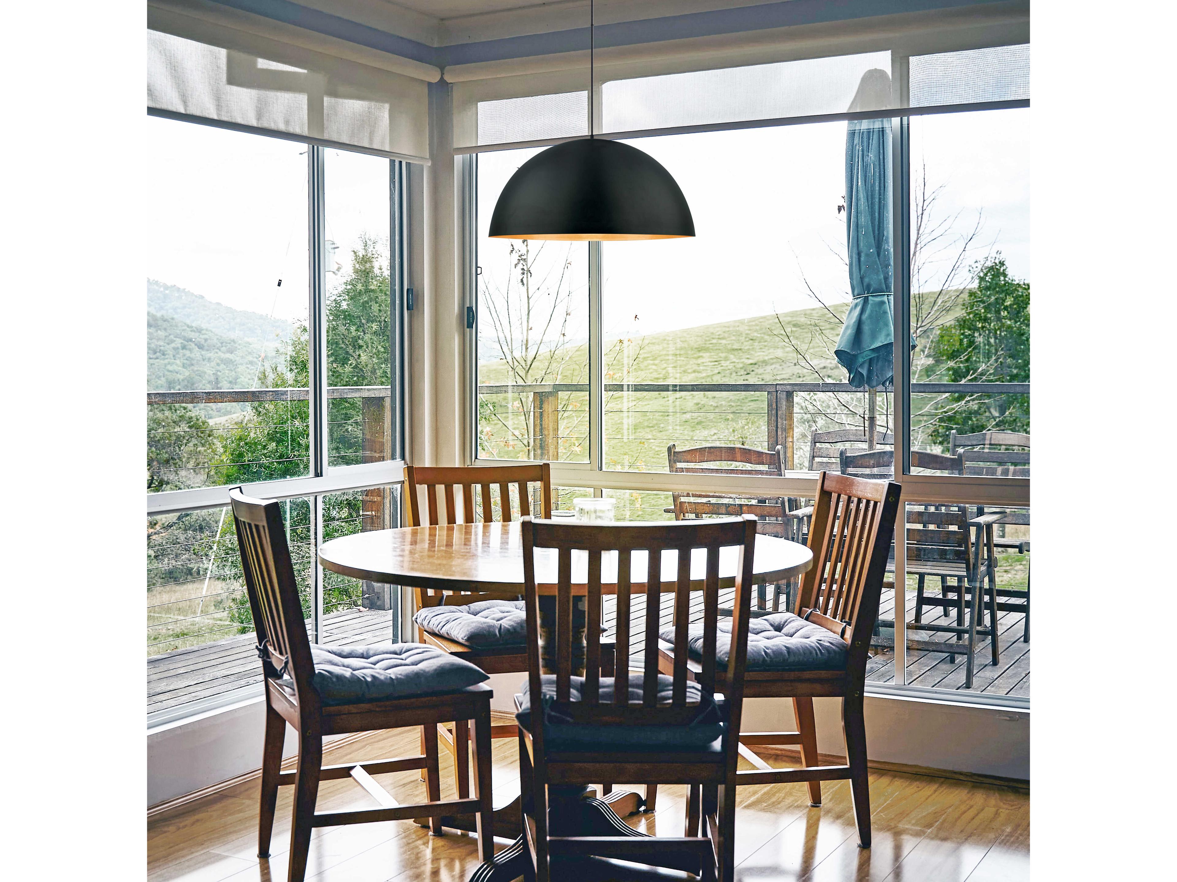 Eglo Gaetano 1-Light Black Gold Dome Pendant