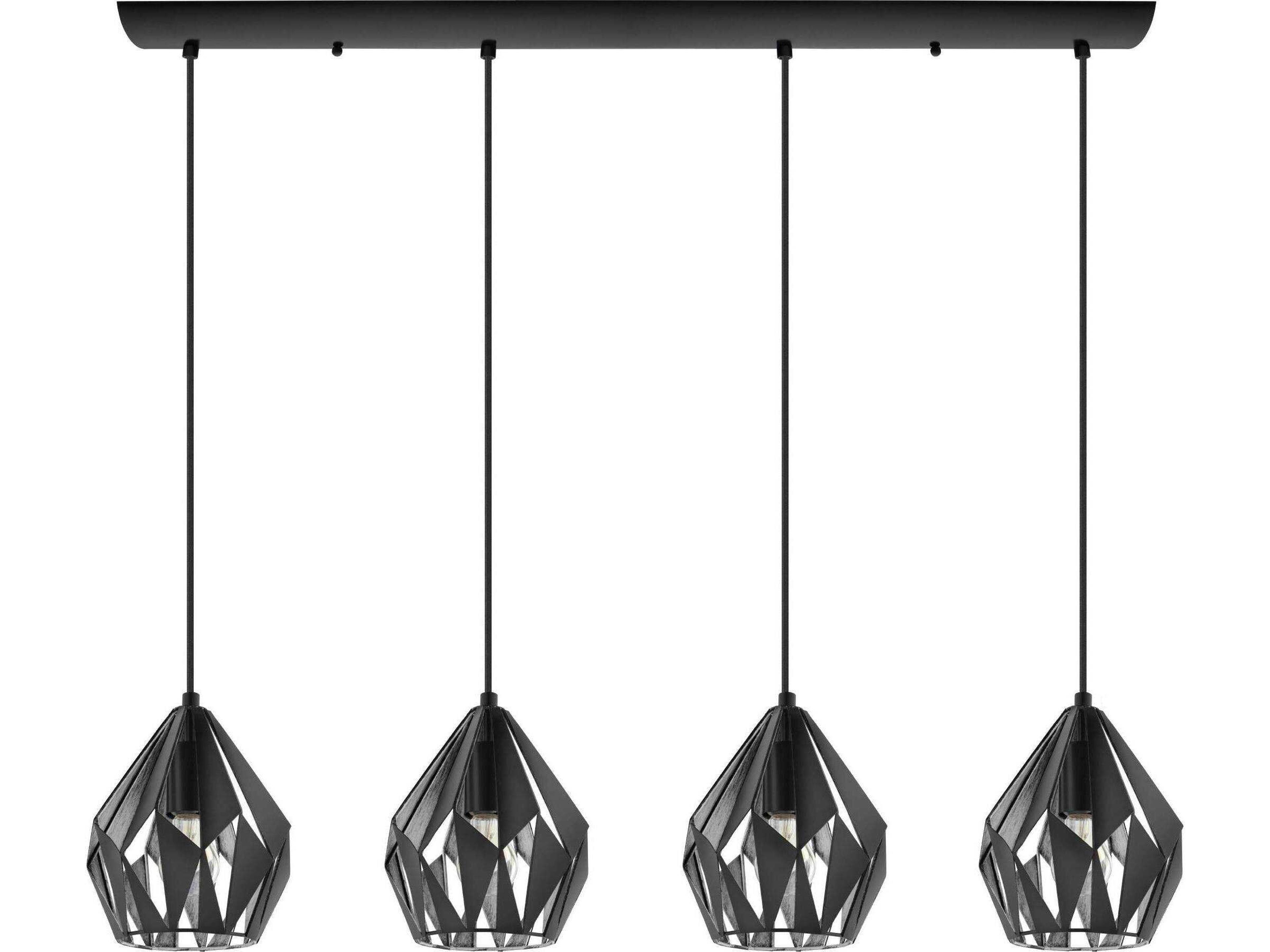 Carlton 4-Light Black Geometric Island Pendant