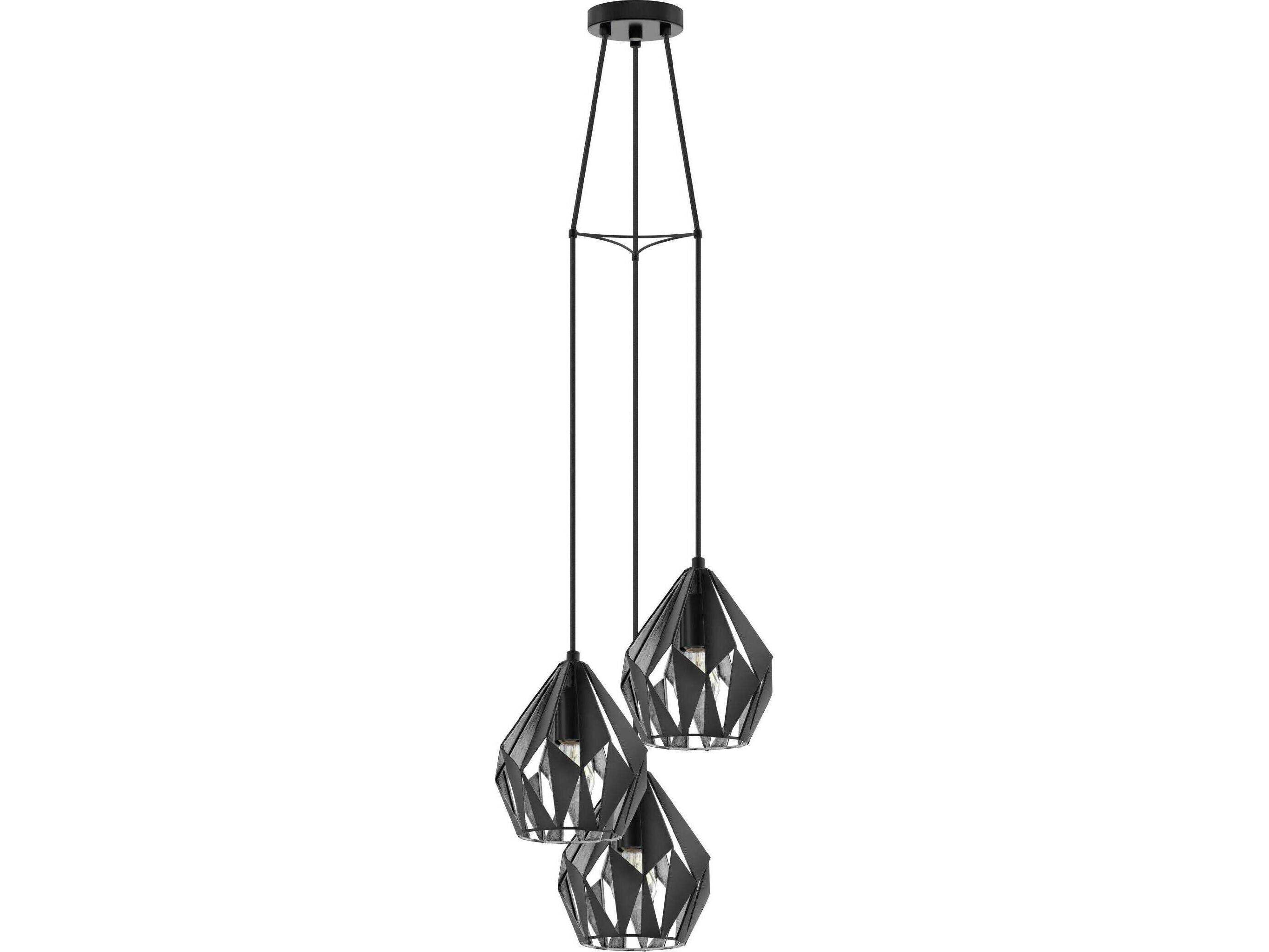 Carlton 3-Light Black Geometric Pendant