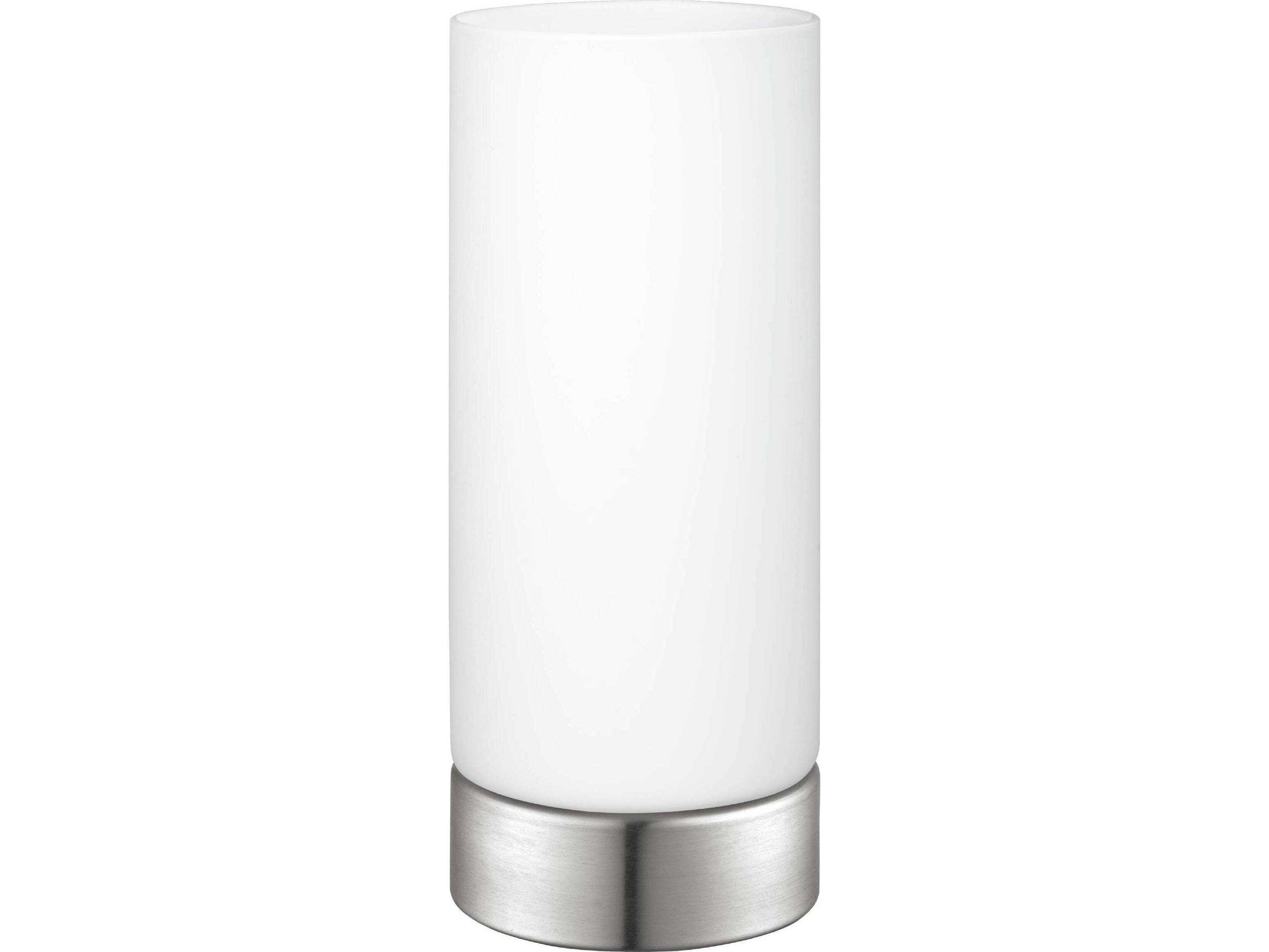 Myna Matte Nickel White Glass Table Lamp