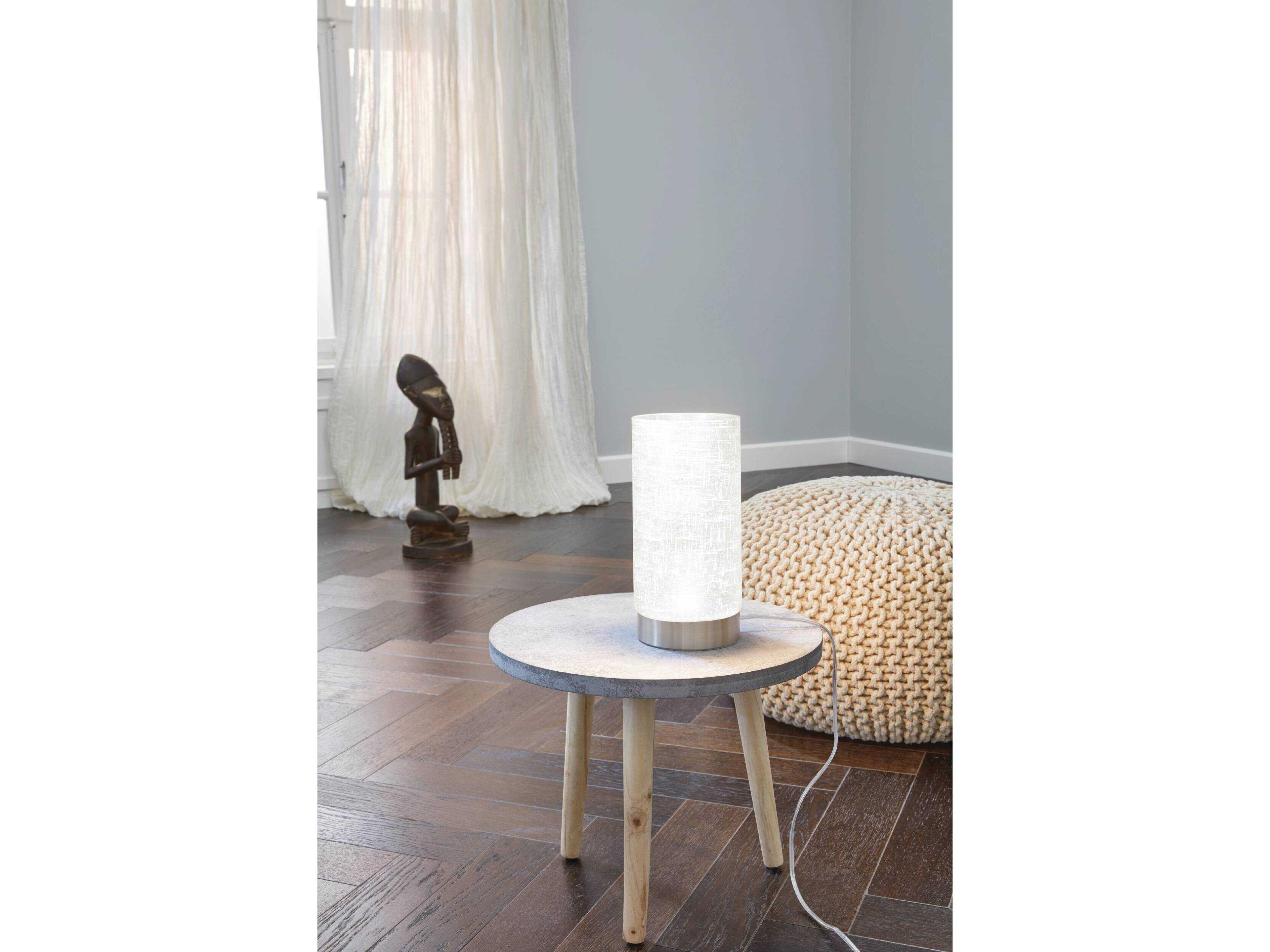 Eglo Myna Matte Nickel Cream Linen Table Lamp