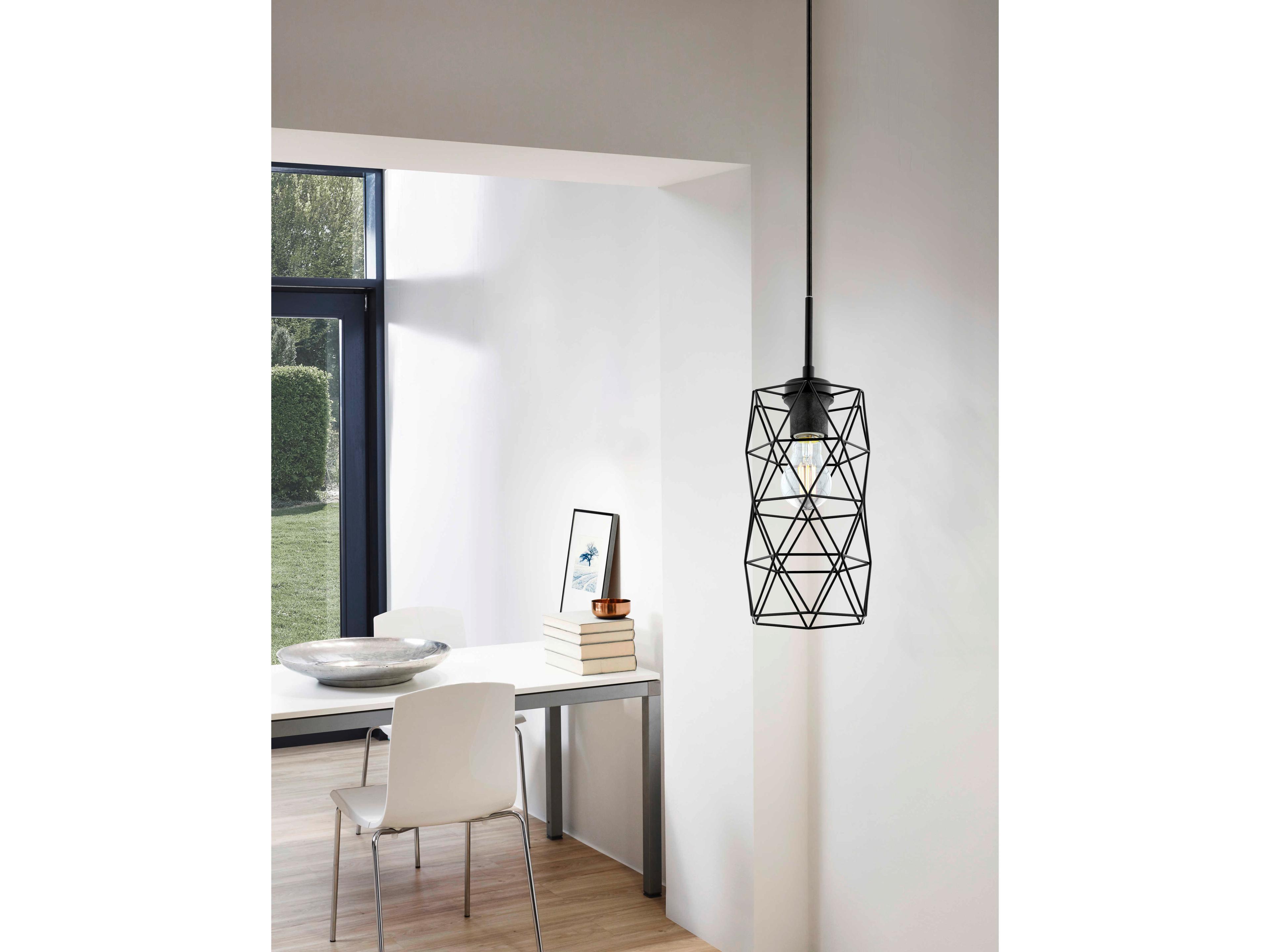 Eglo Estevau 1-Light Matte Black Cylinder Geometric Mini Pendant