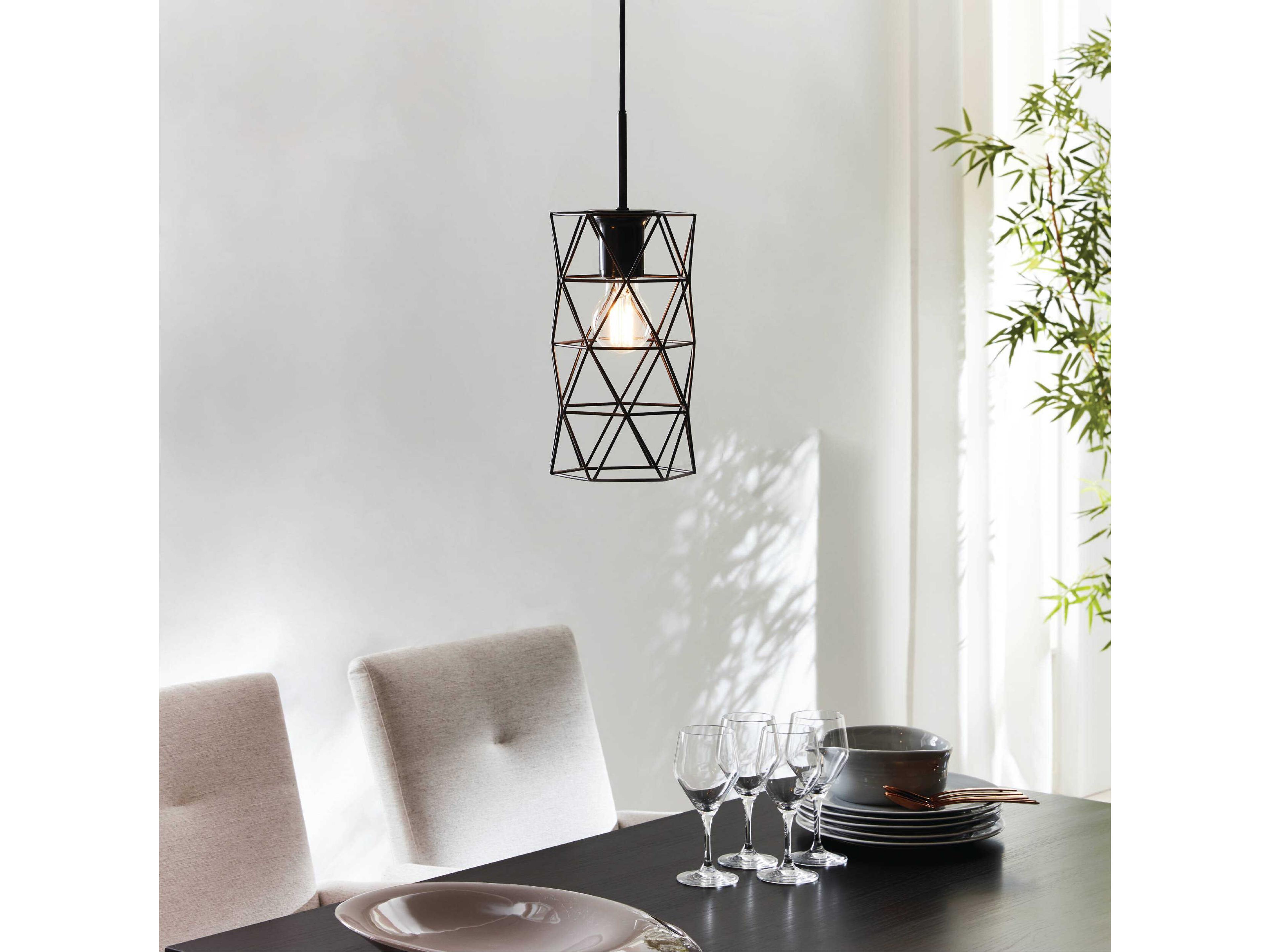Eglo Estevau 1-Light Matte Black Cylinder Geometric Mini Pendant
