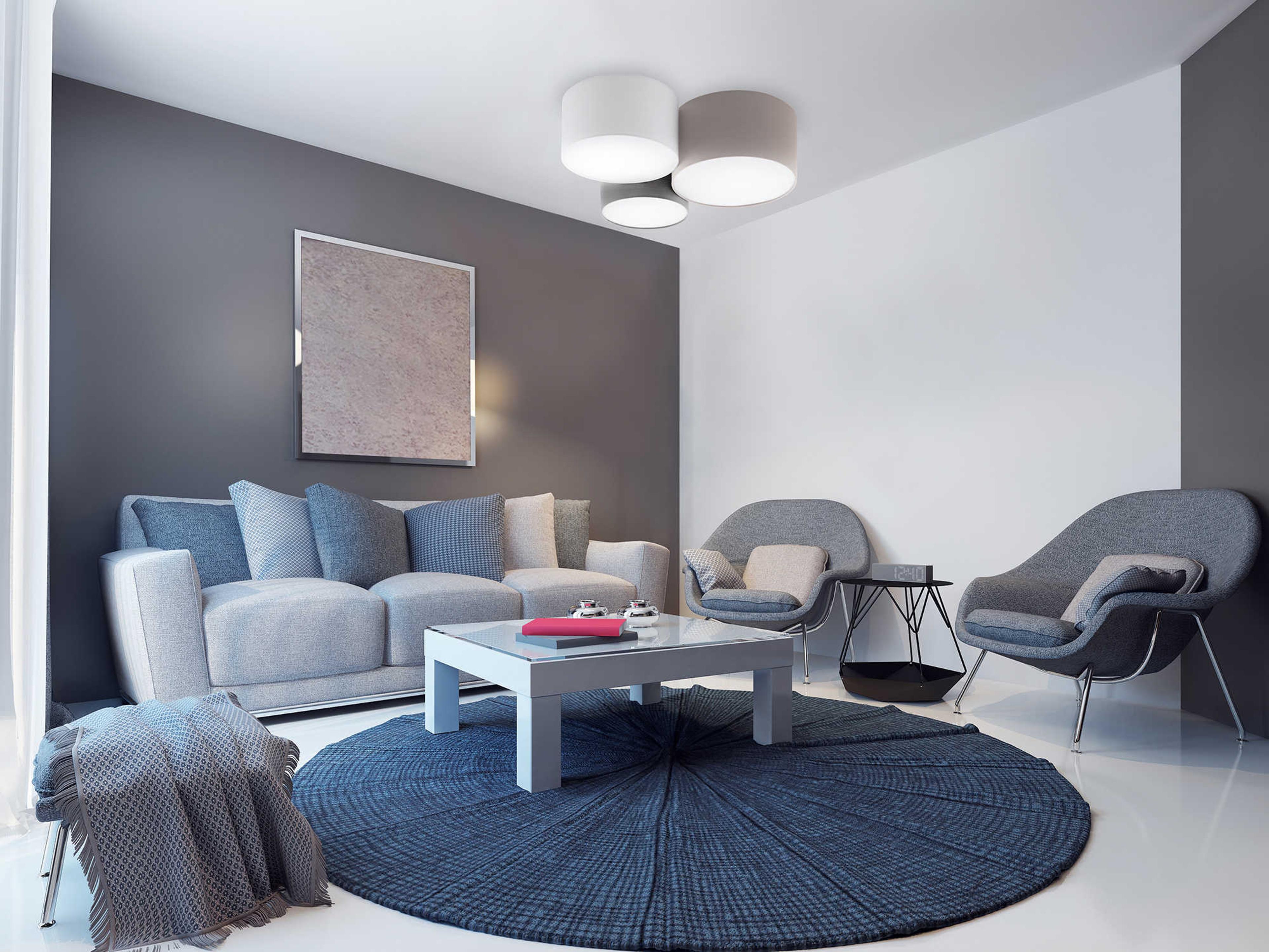 Eglo Pastore 3-Light Taupe White Grey Round Flush Mount