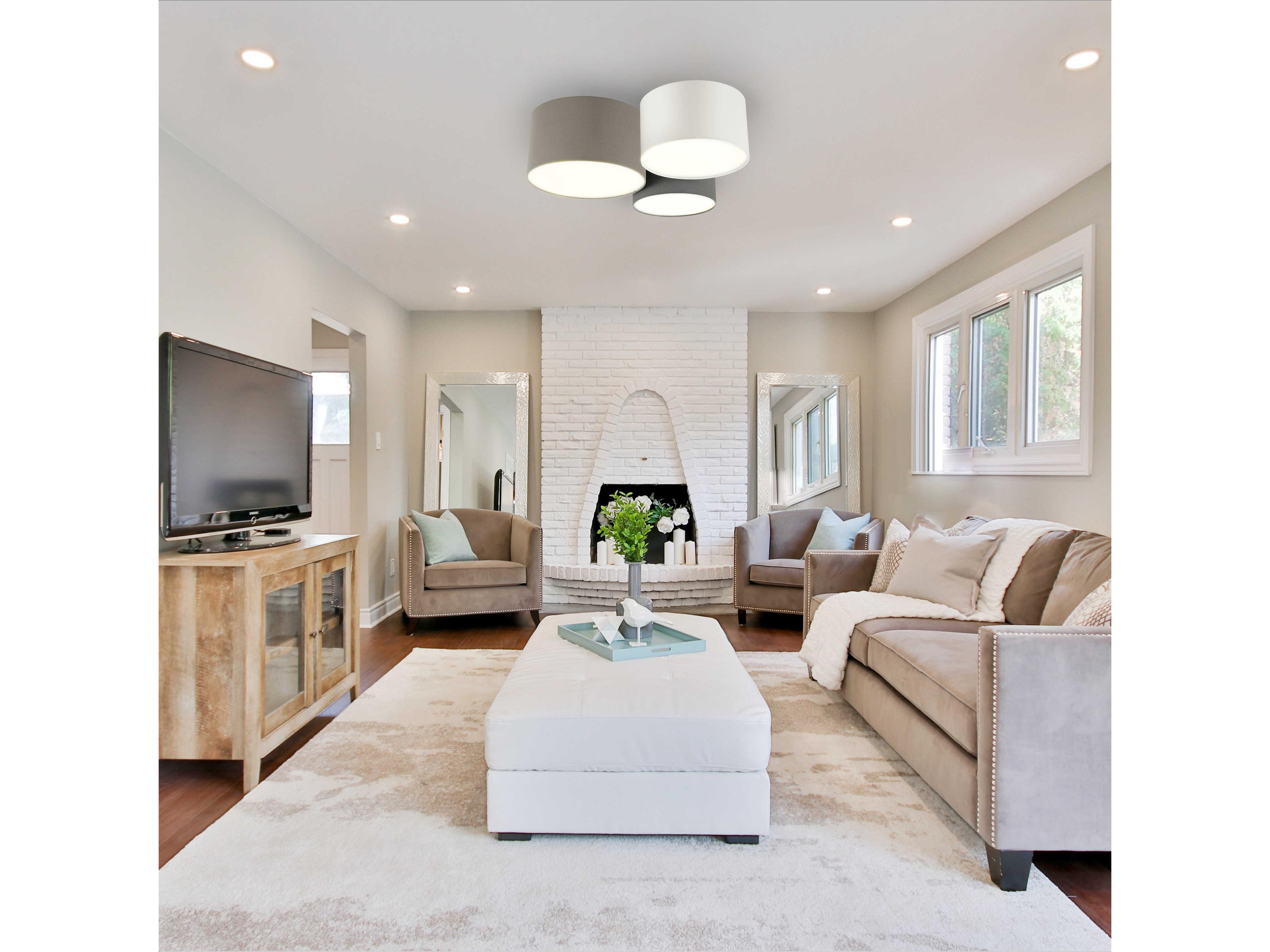 Eglo Pastore 3-Light Taupe White Grey Round Flush Mount