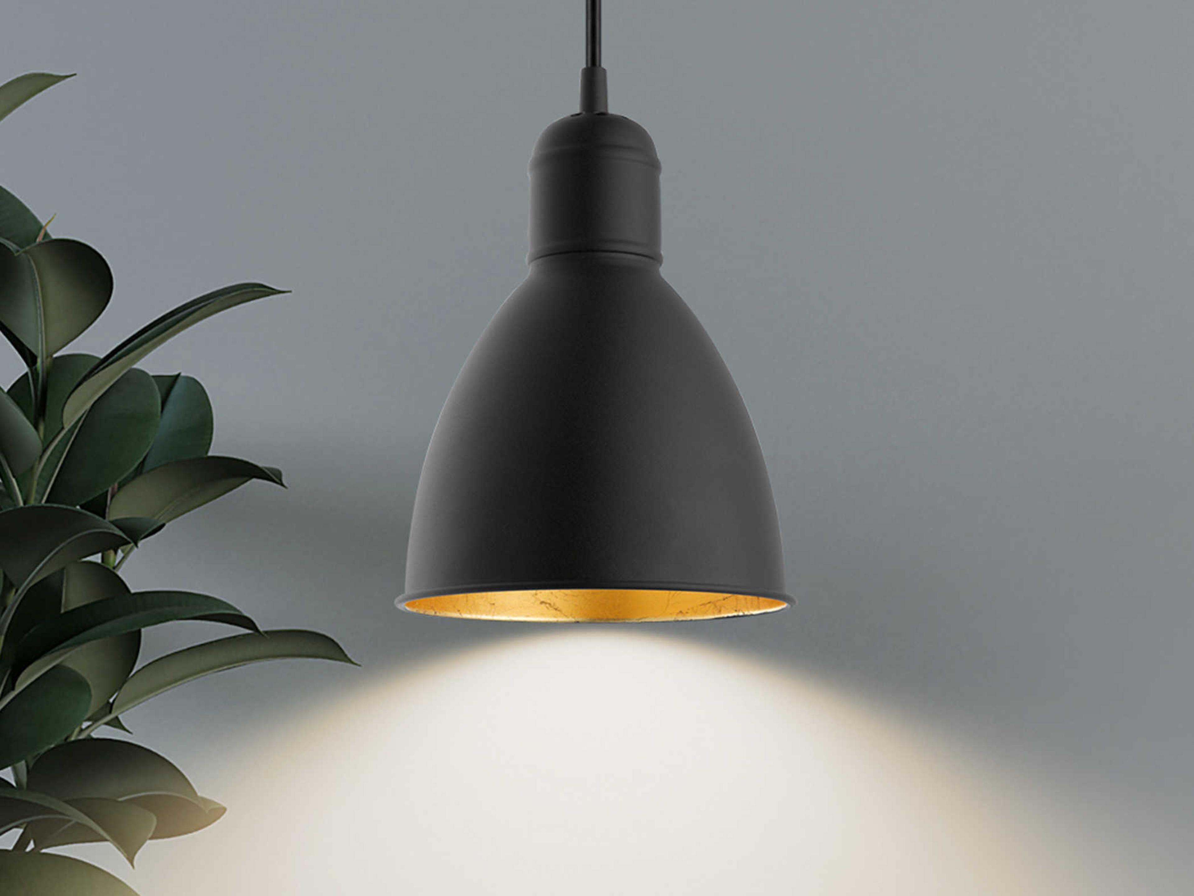 Eglo Priddy 1-Light Black Gold Bell Mini Pendant