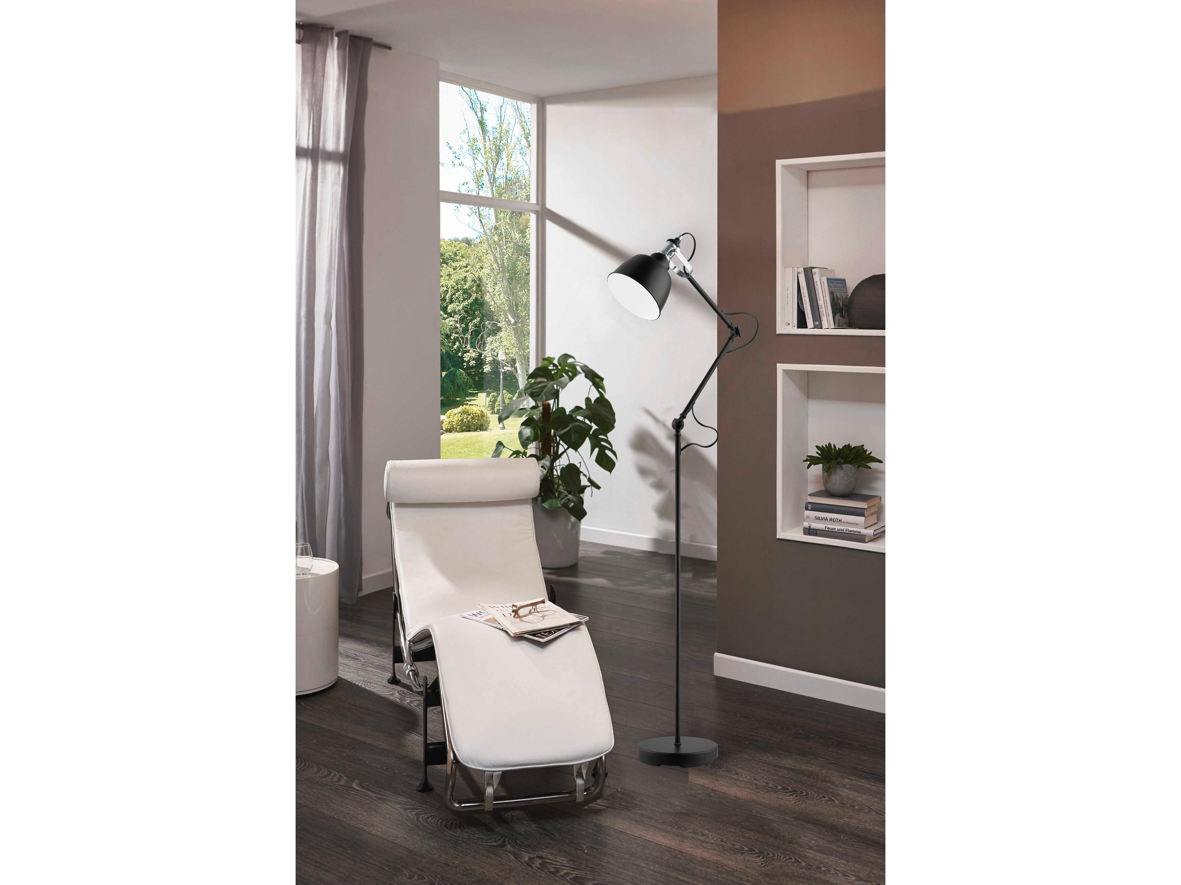 Eglo Thornford Matte Black Chrome White Metal Floor Lamp