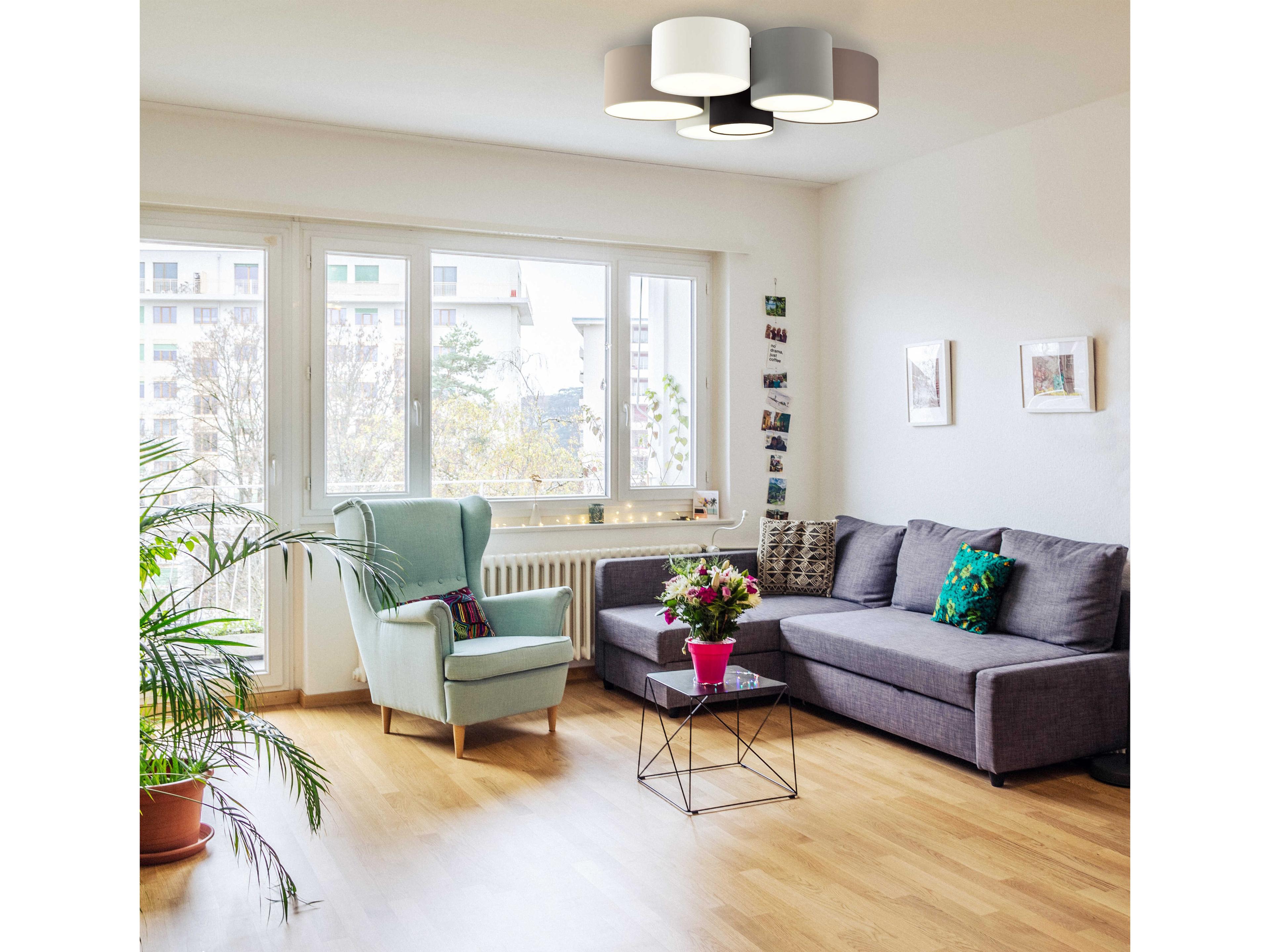 Eglo Pastore 6-Light Gray Drum Flush Mount