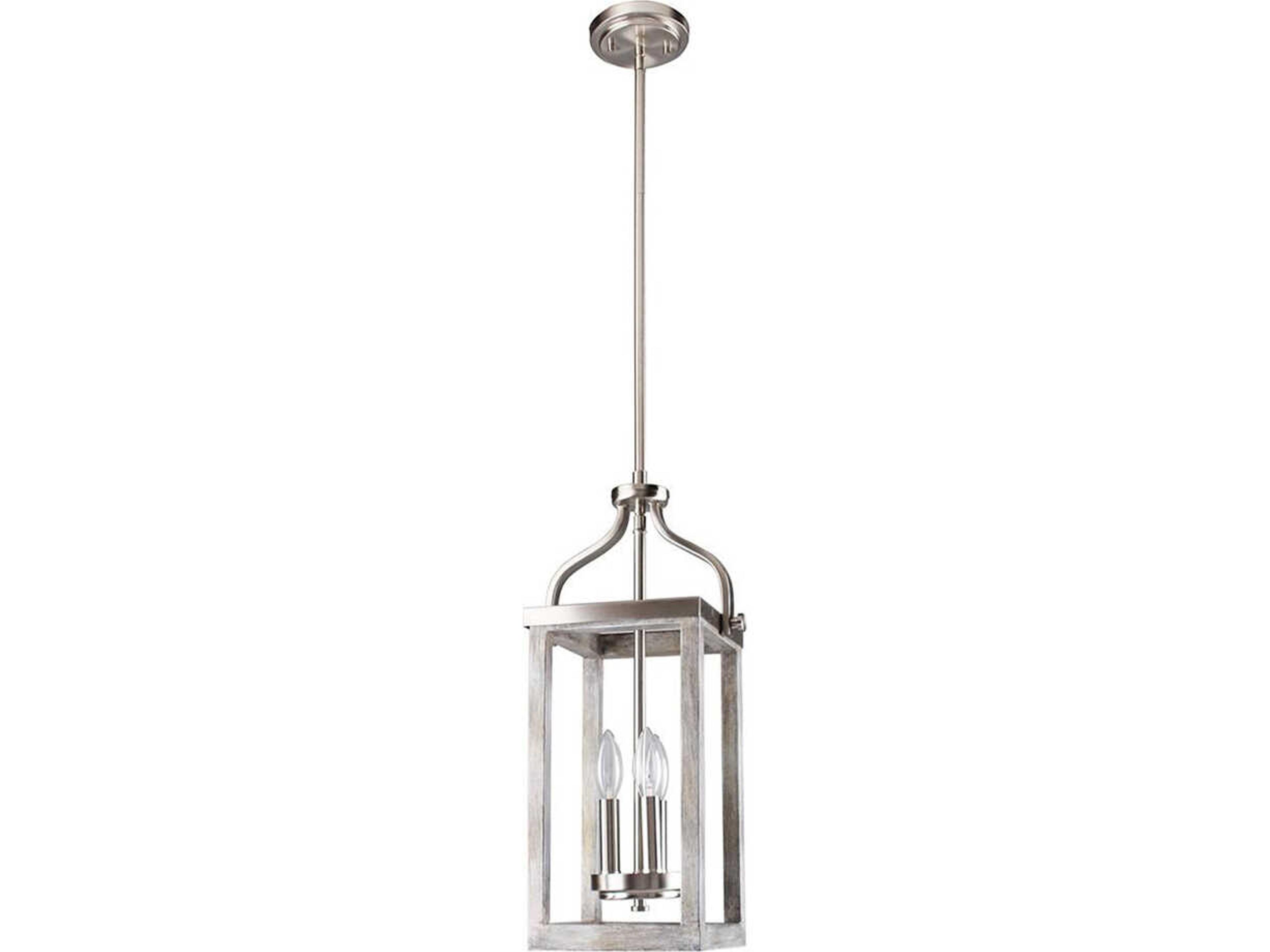 Westbury 3-Light Brown Acia Wood Brushed Nickel Mini Pendant