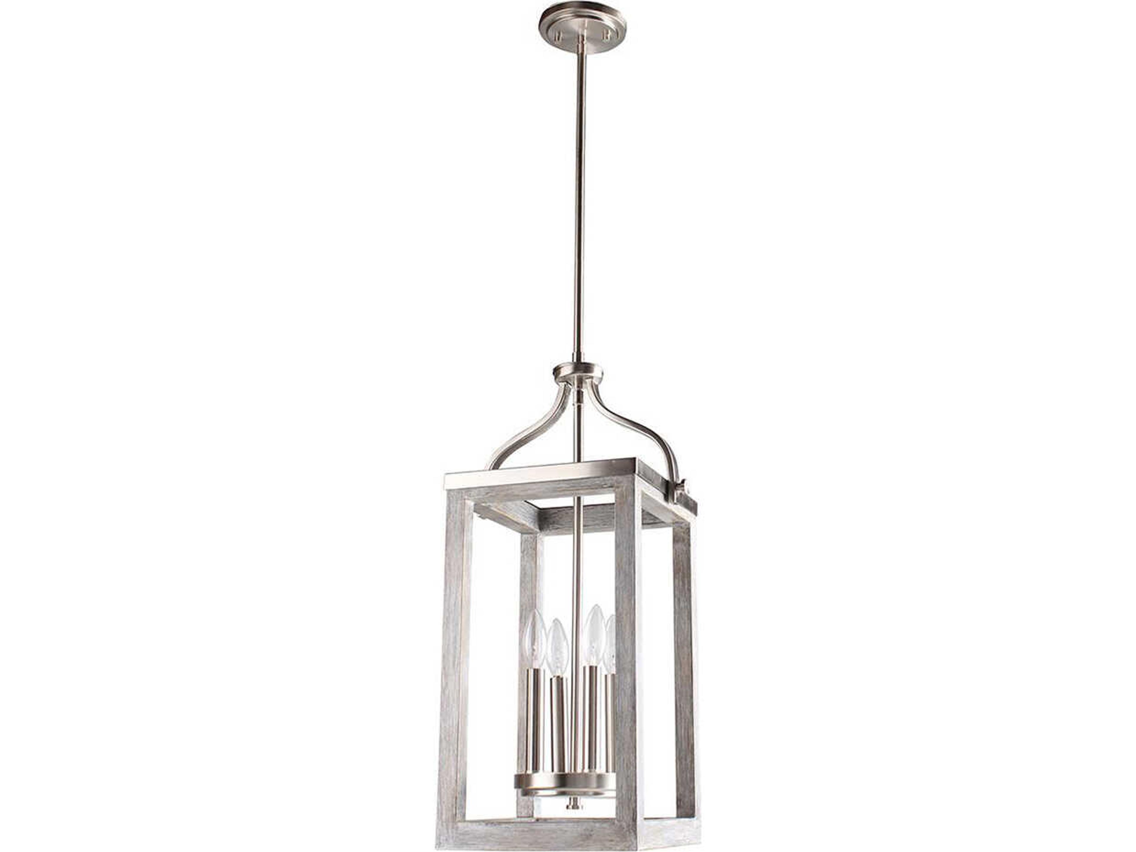 Westbury 4-Light Brown Acia Wood Brushed Nickel Mini Pendant