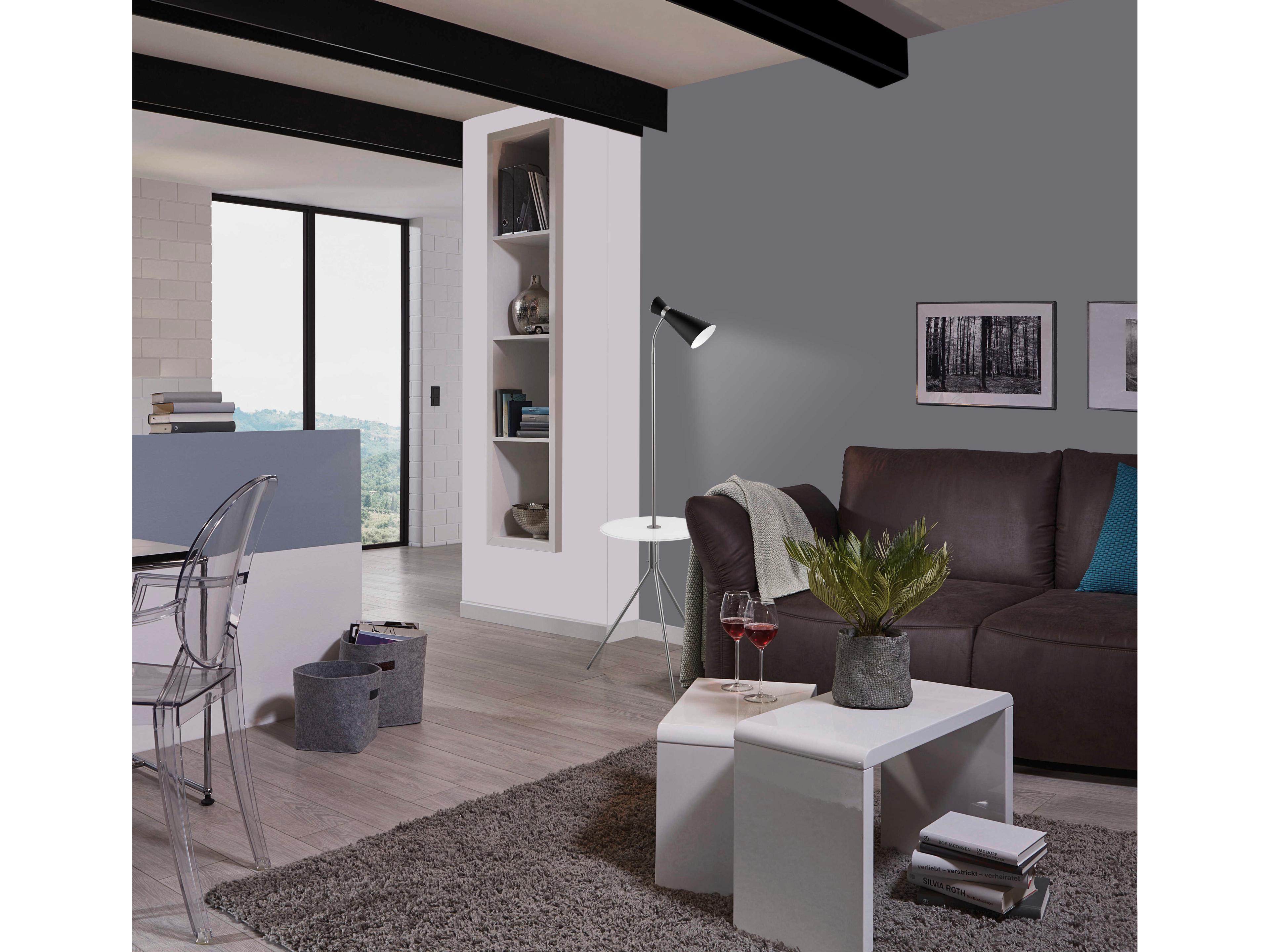 Eglo Policara Matte Nickel Black Floor Lamp