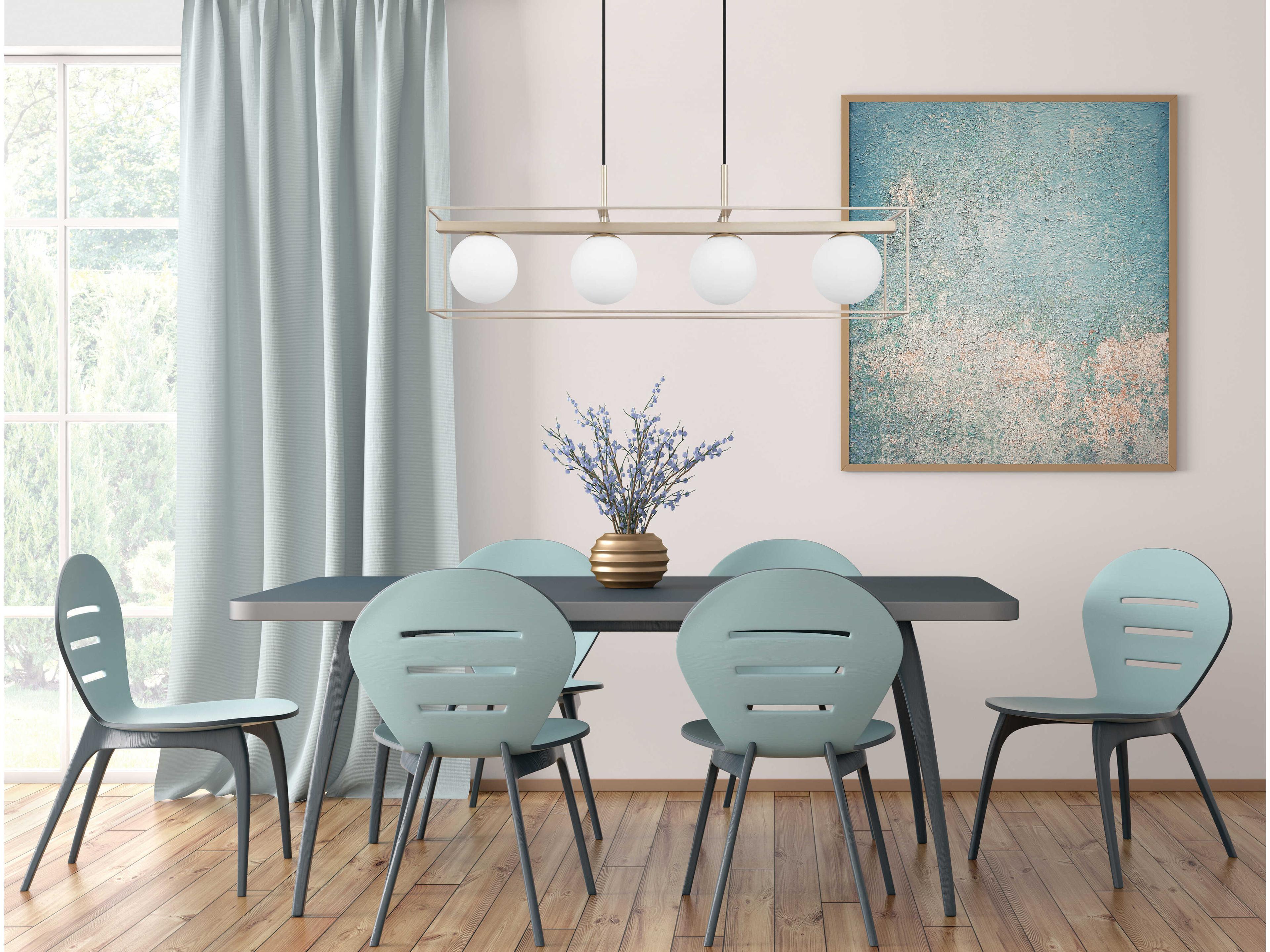 Eglo Vallaspra 4-Light Champagne Off White Globe Island Pendant