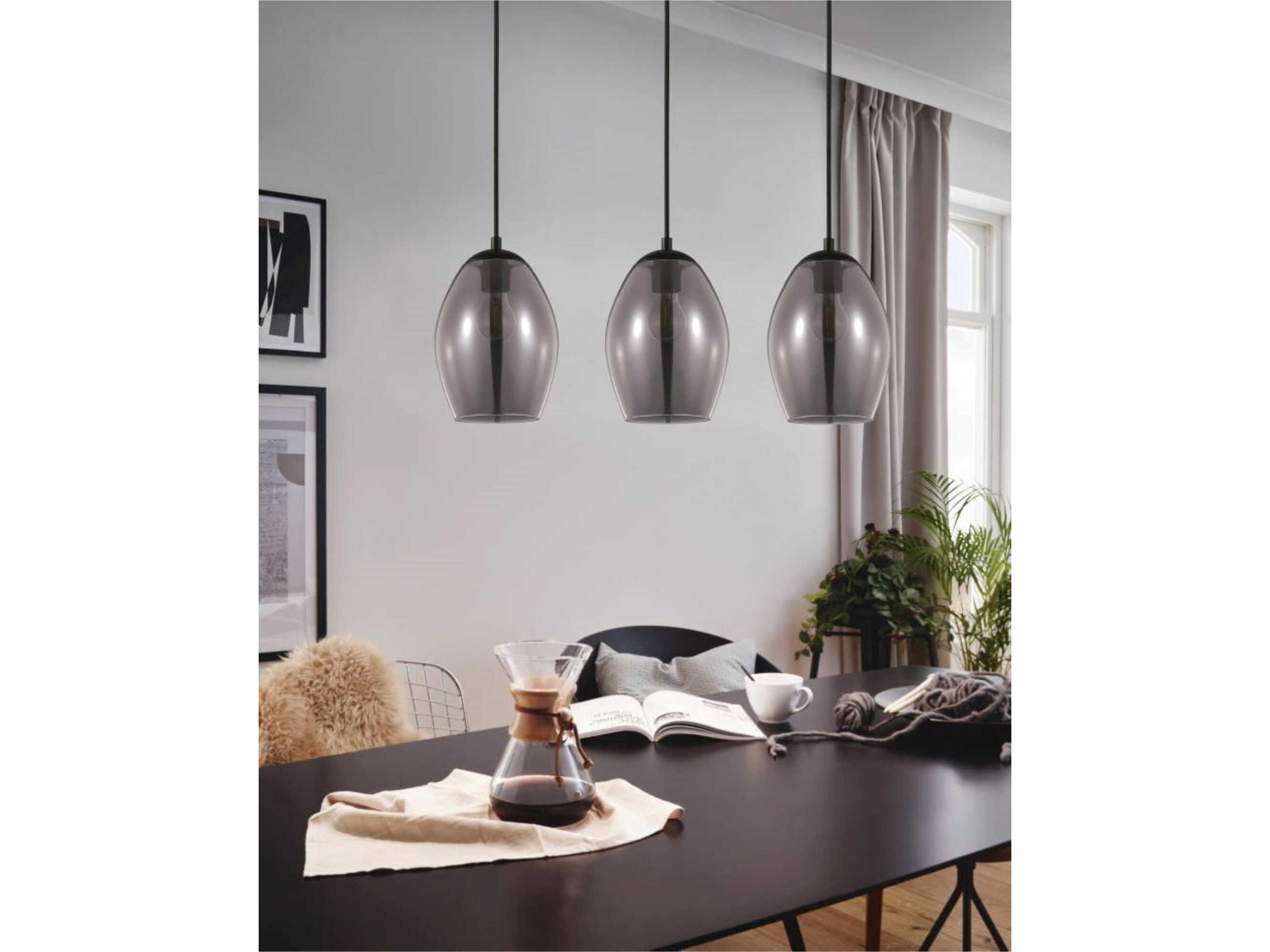 Eglo Estanys 3-Light Matte Black Bell Island Pendant