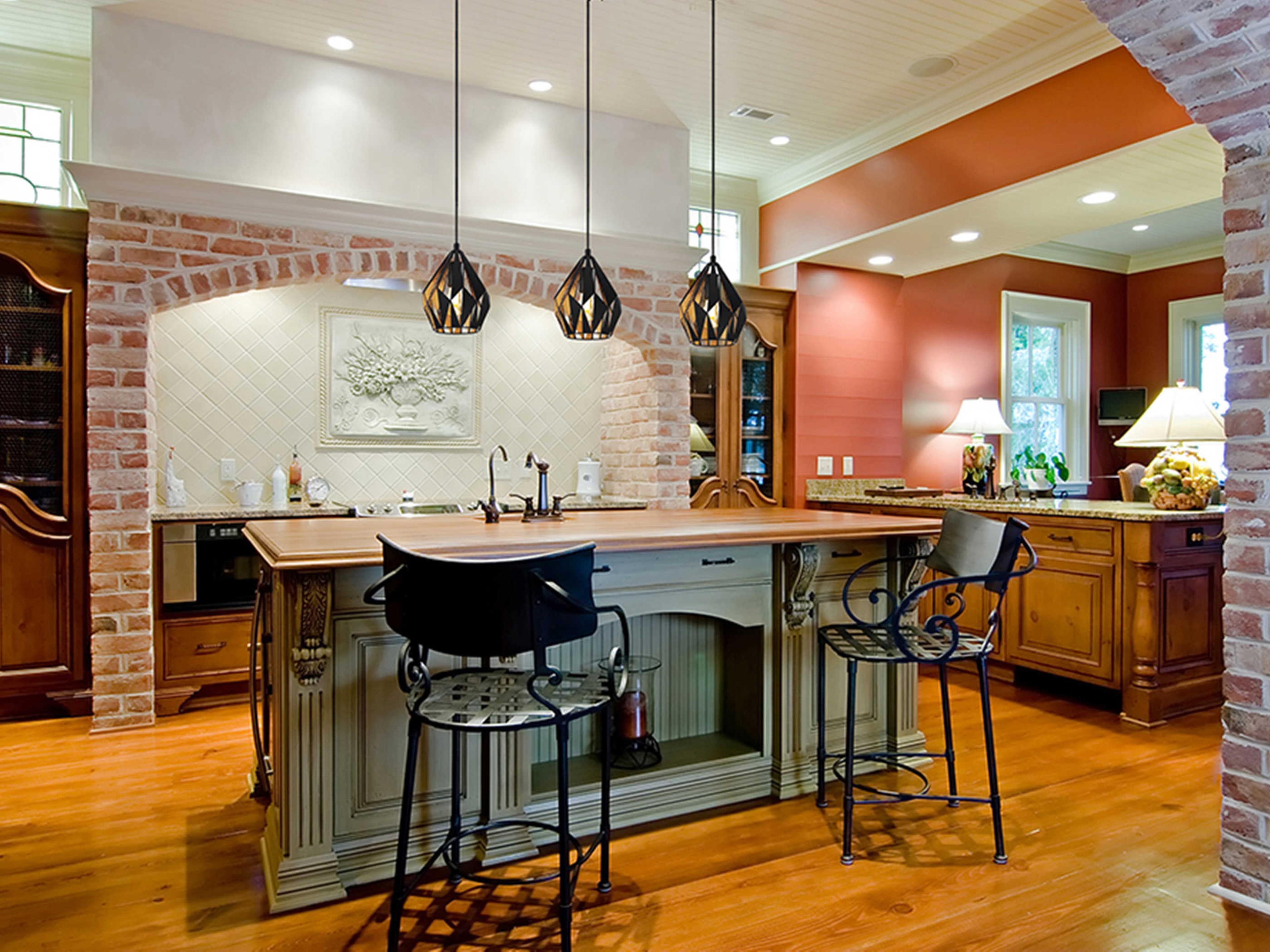 Eglo Carlton 1-Light Matte Black Gold Leaf Geometric Mini Pendant