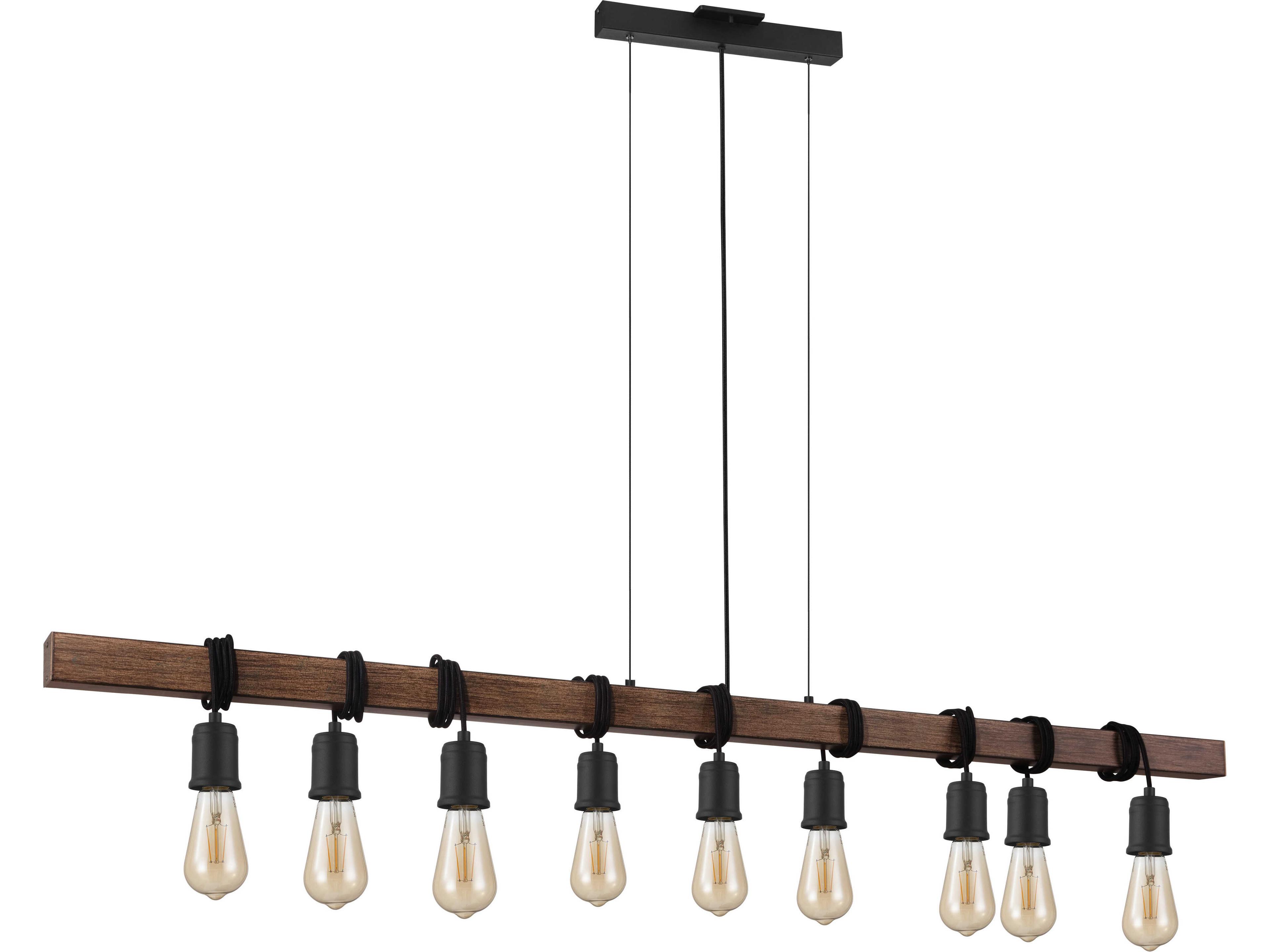 Violon 9-Light Black Dark Brown Wood Linear Island Pendant