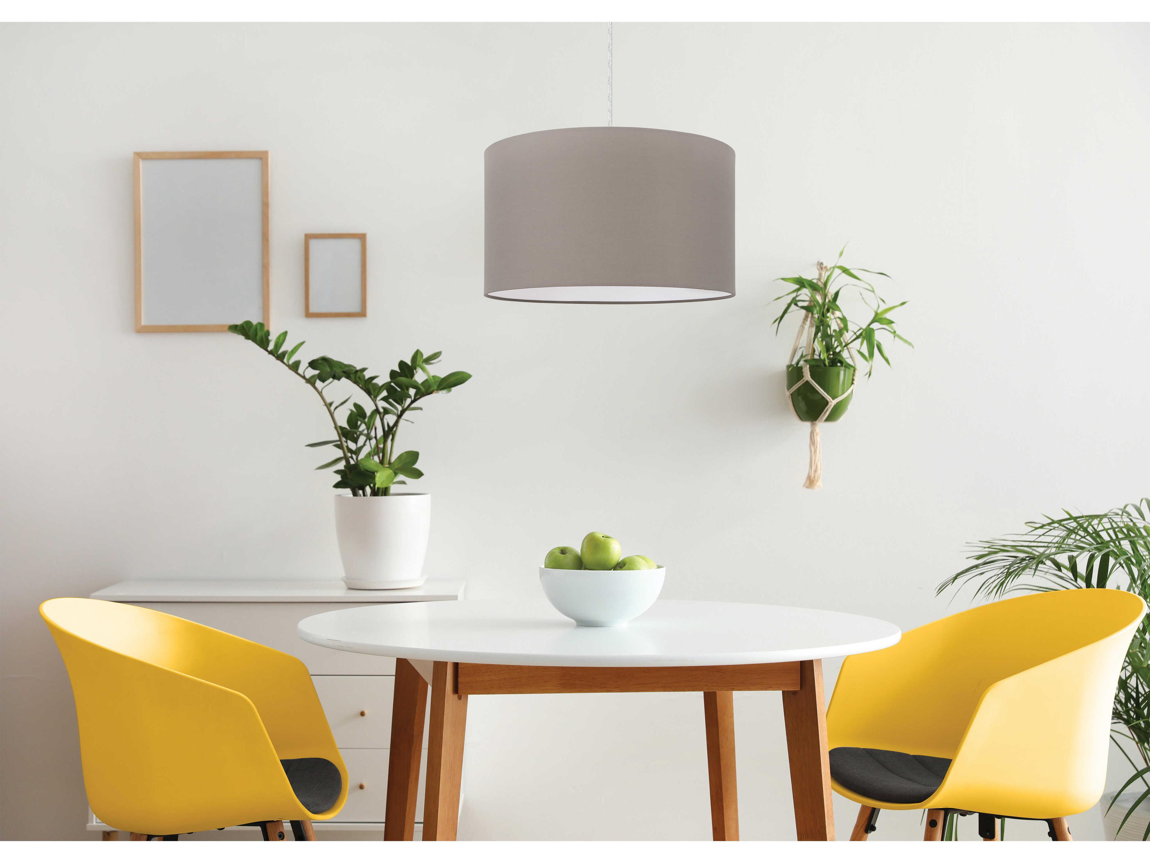 Eglo Mandana 1-Light Matte Nickel Brown Drum Pendant