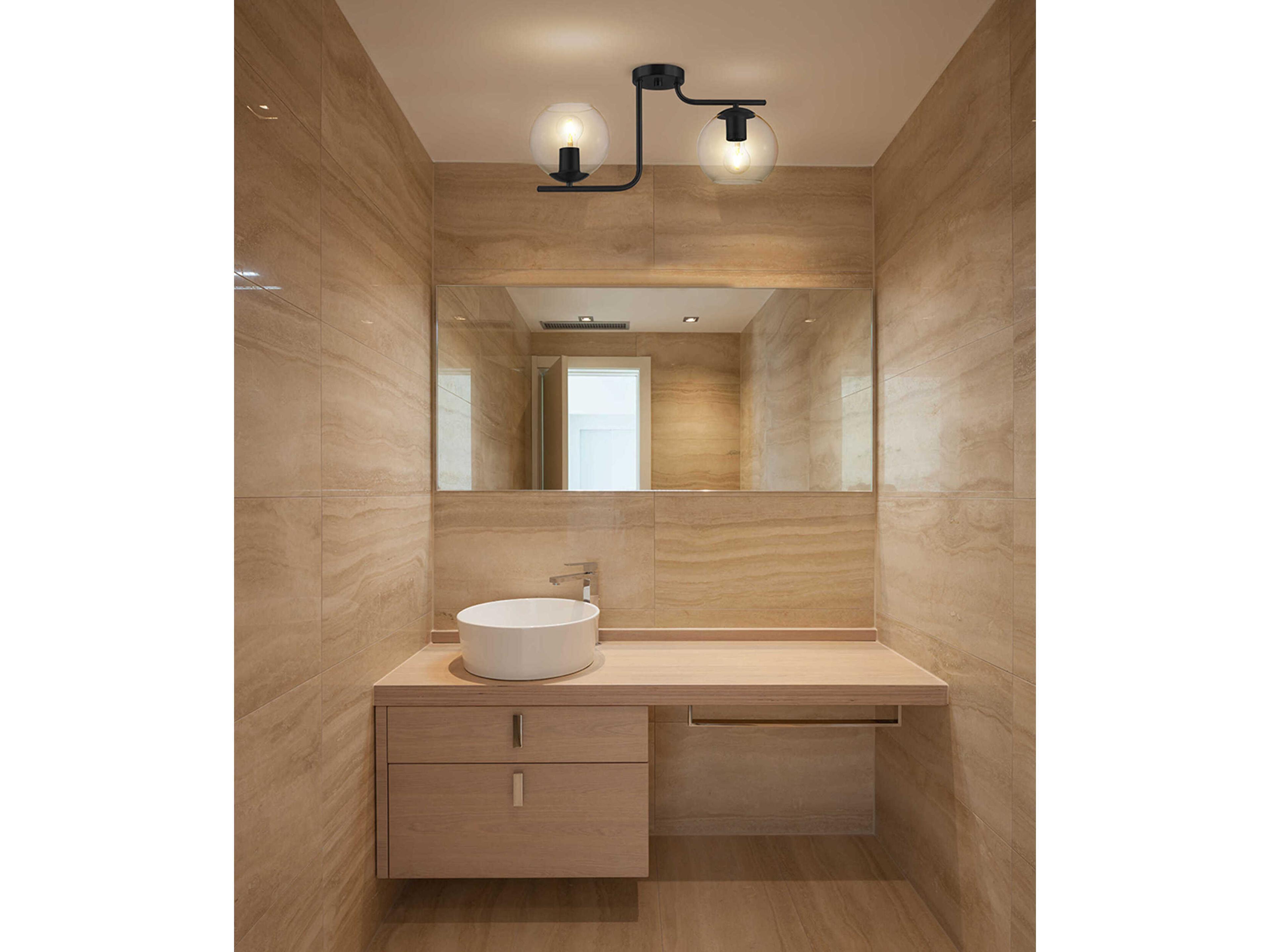 Eglo Marojales 2-Light Black Globe Semi Flush Mount