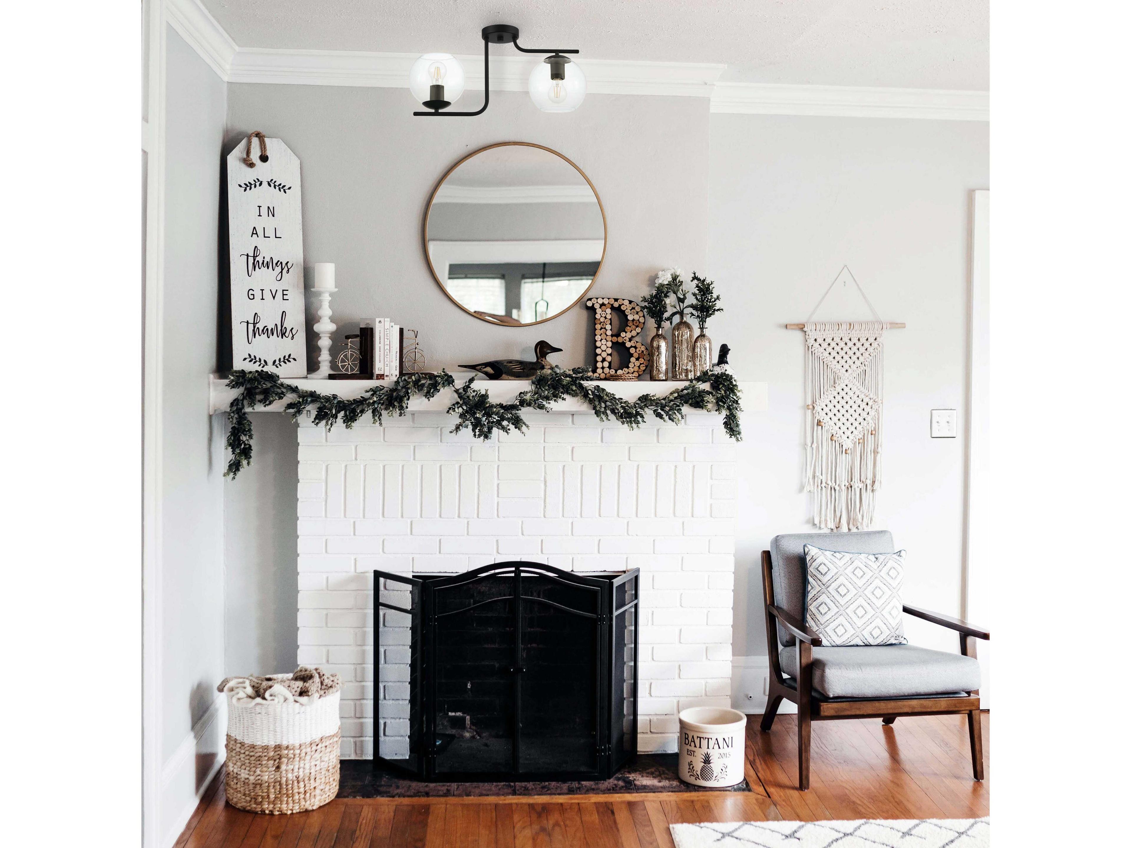 Eglo Marojales 2-Light Black Globe Semi Flush Mount